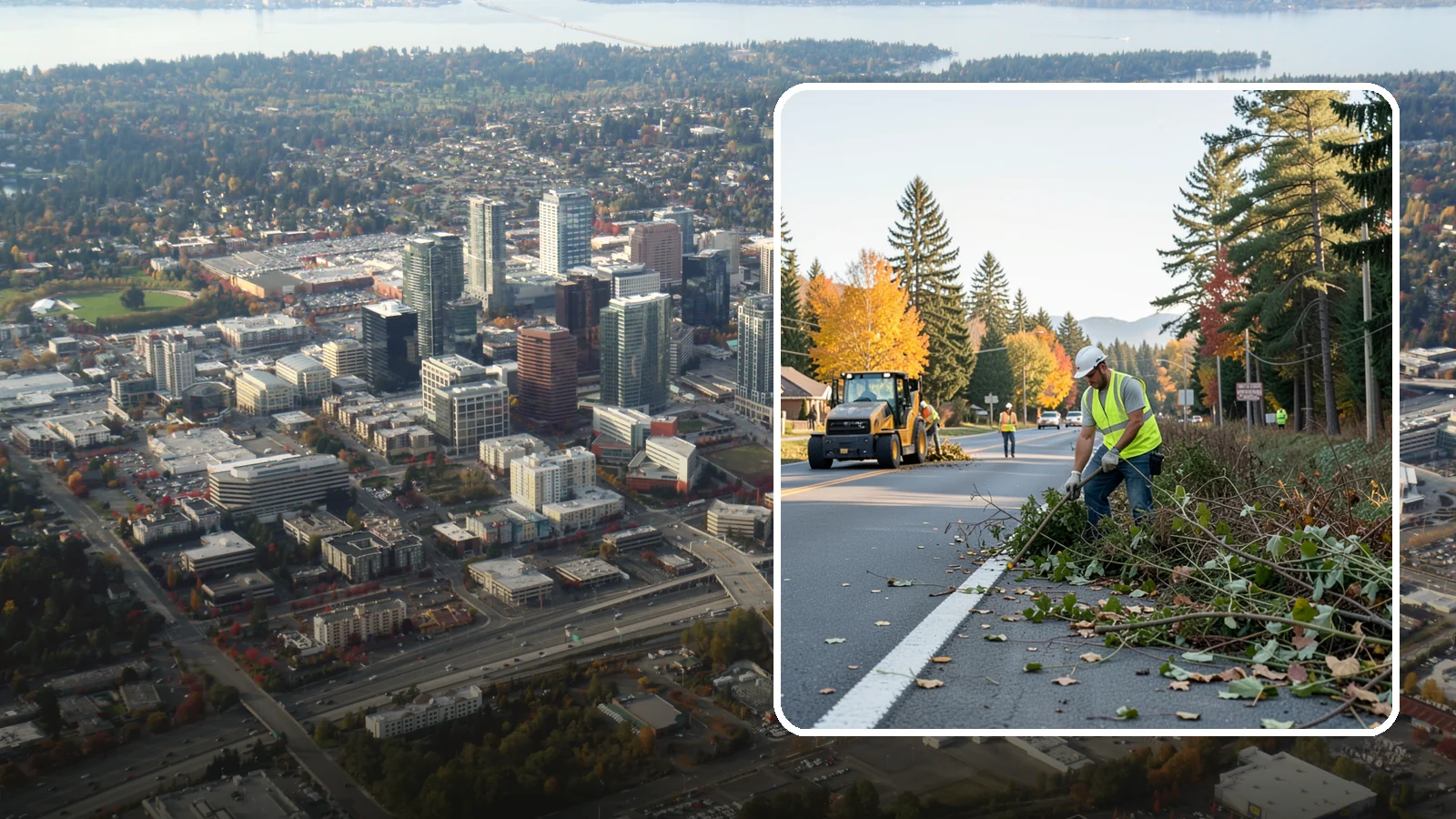 Roadside Brush Clearing in Bellevue, King County, WA - Mechanical and hand brush clearing that reclaims overgrown right-of-way width and restores clear zones along municipal roads.