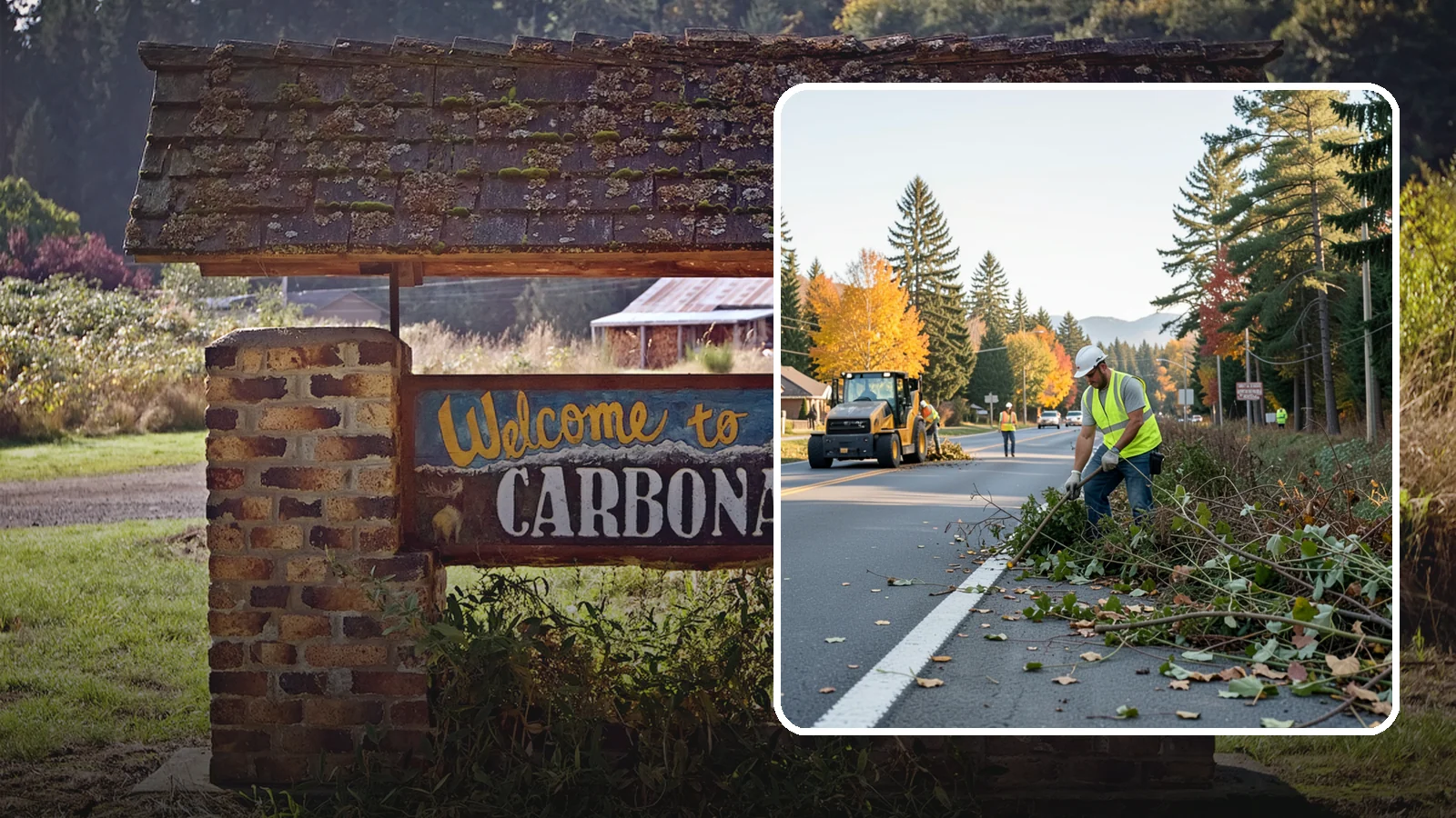 Roadside Brush Clearing in Carbonado, Pierce County, WA - Mechanical and hand brush clearing that reclaims overgrown right-of-way width and restores clear zones along municipal roads.