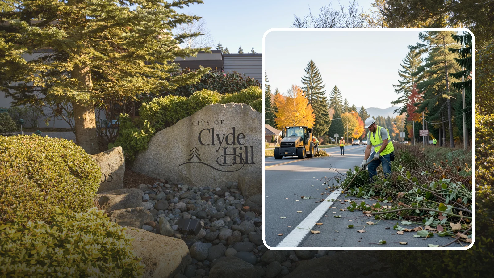 Roadside Brush Clearing in Clyde Hill, King County, WA - Mechanical and hand brush clearing that reclaims overgrown right-of-way width and restores clear zones along municipal roads.