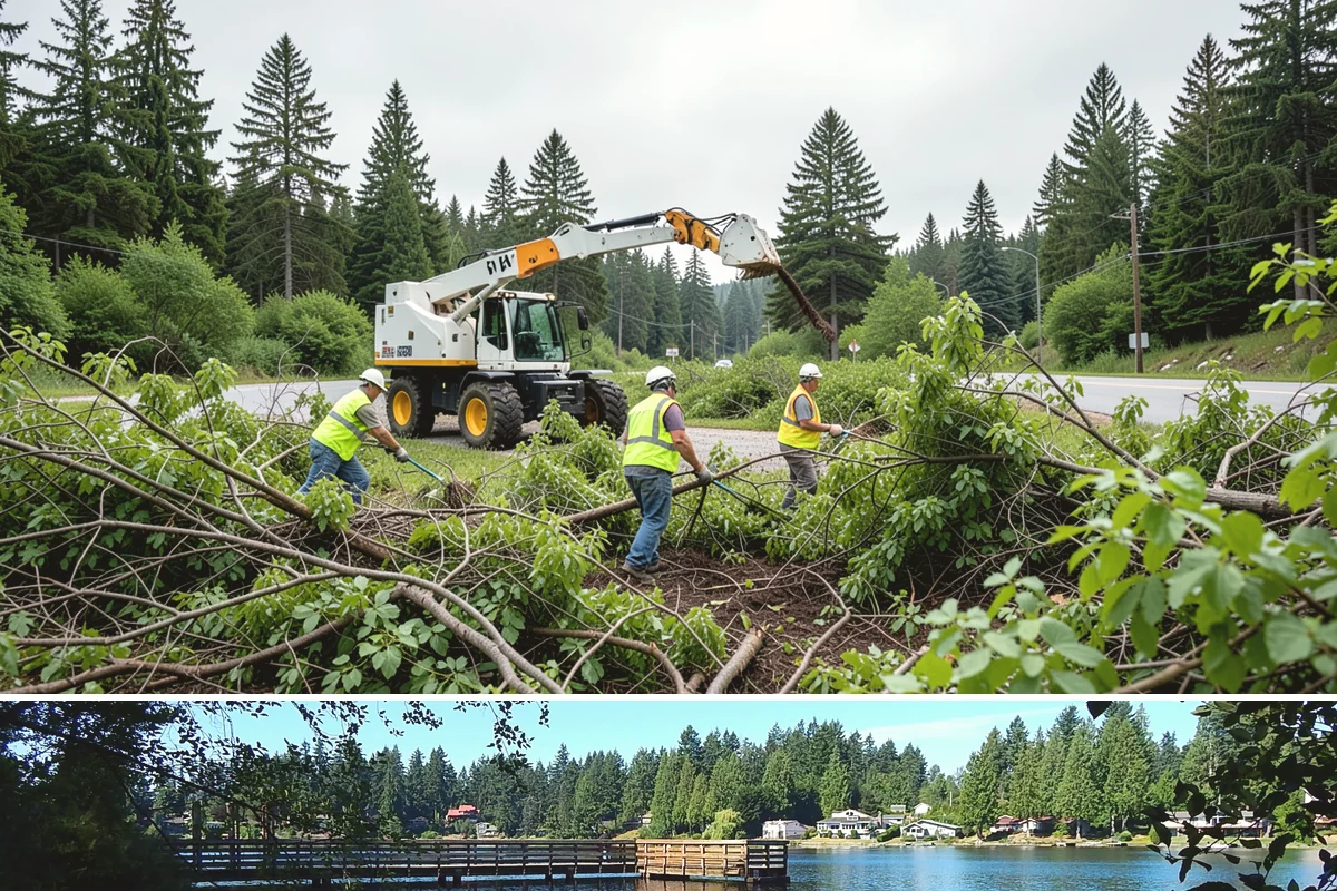 Roadside Brush Clearing in Federal Way, King County, WA - Brush clearing runs efficiently in late summer and fall when soils firm up, though winter dormant-season work improves visibility...