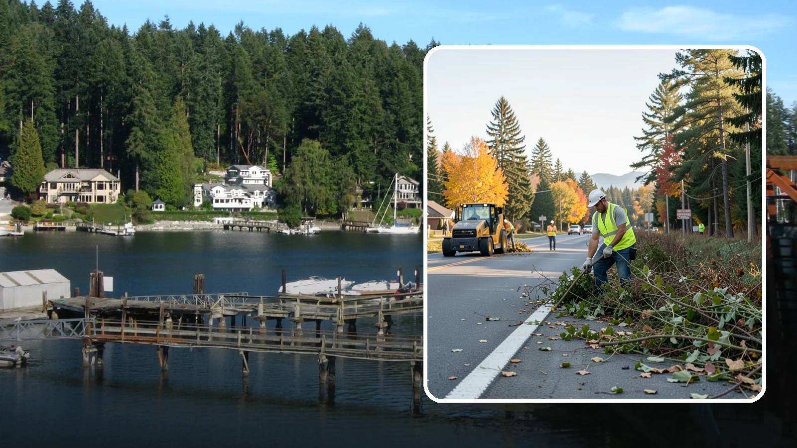 Roadside Brush Clearing in Gig Harbor, Pierce County, WA - Mechanical and hand brush clearing that reclaims overgrown right-of-way width and restores clear zones along municipal roads.