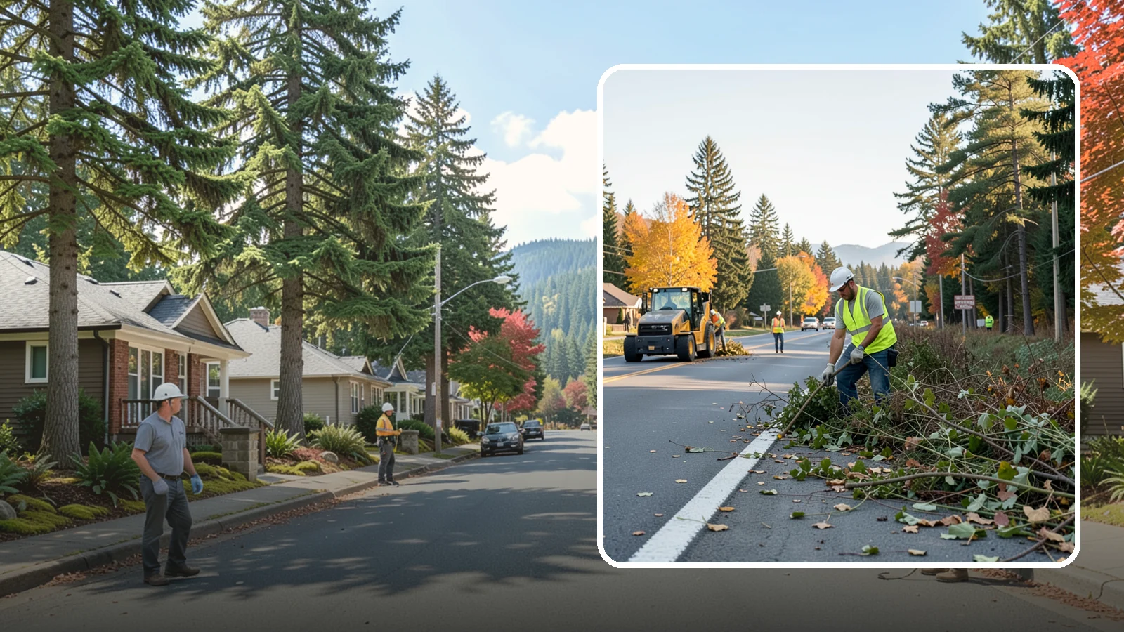 Roadside Brush Clearing in Hunts Point, King County, WA - Mechanical and hand brush clearing that reclaims overgrown right-of-way width and restores clear zones along municipal roads.