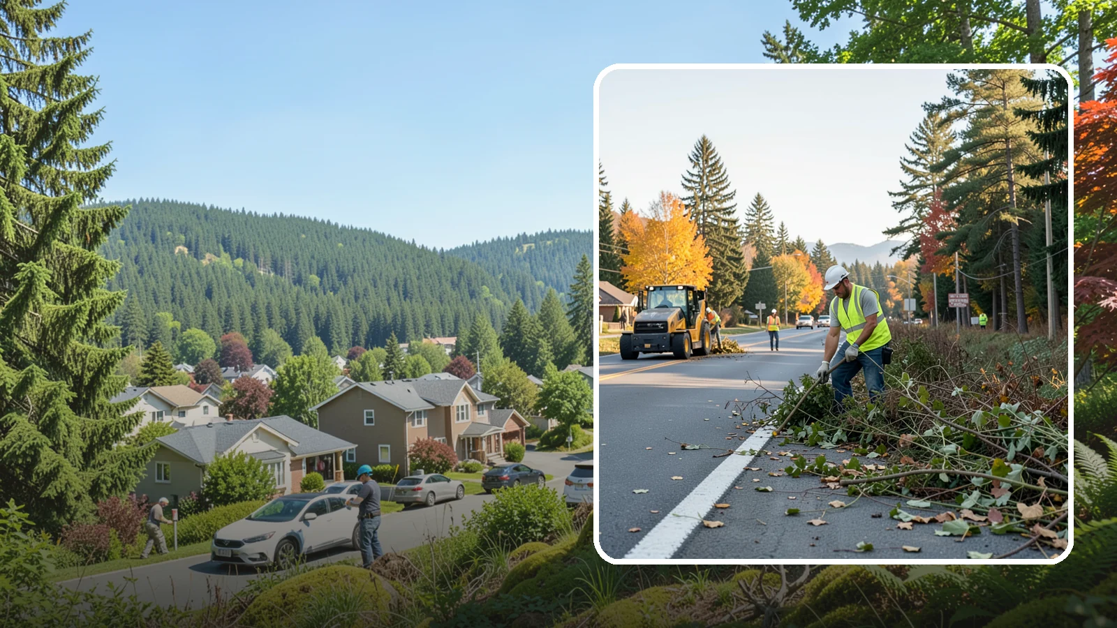 Roadside Brush Clearing in Index, Snohomish County, WA - Mechanical and hand brush clearing that reclaims overgrown right-of-way width and restores clear zones along municipal roads.