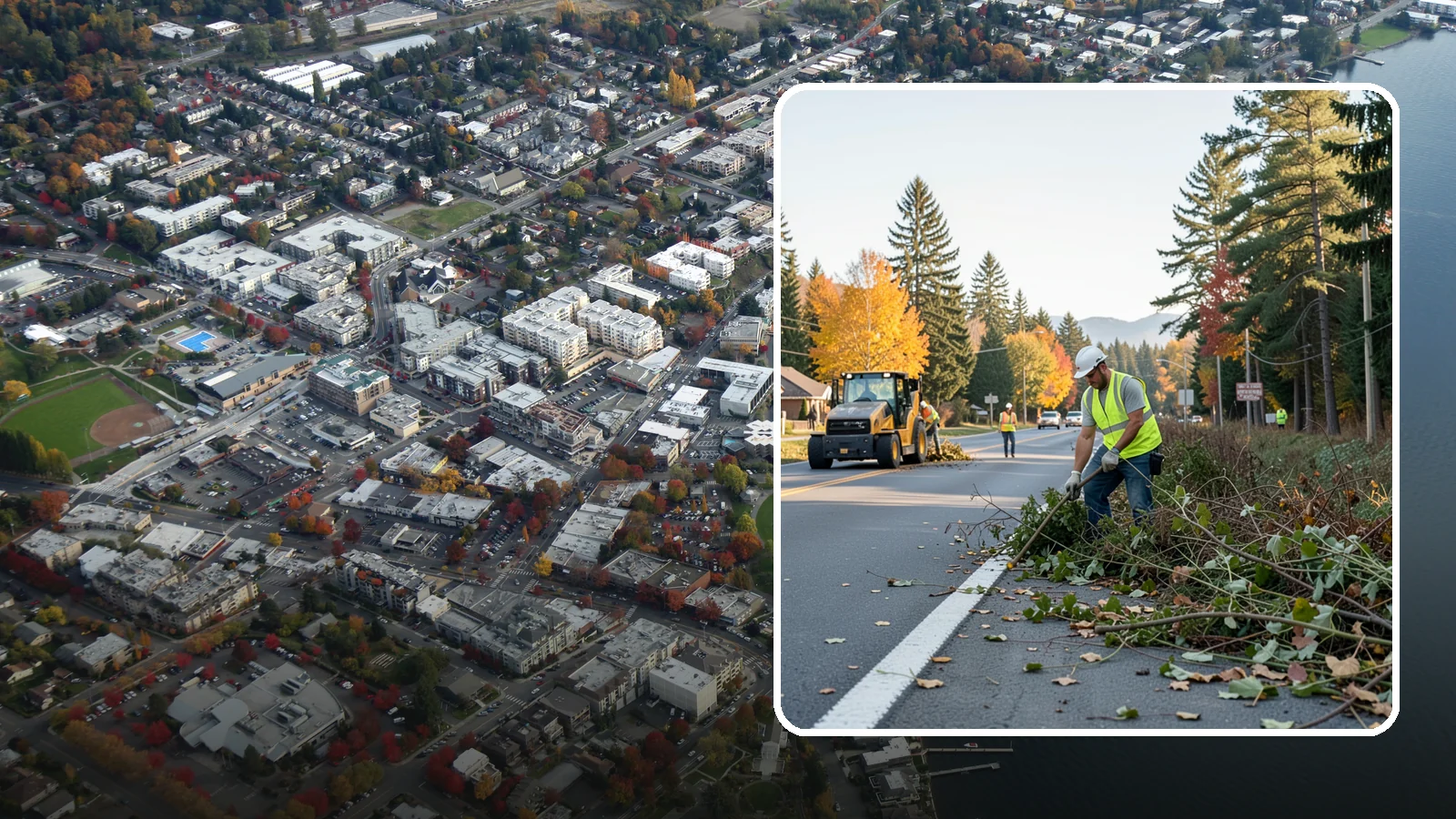 Roadside Brush Clearing in Kirkland, King County, WA - Mechanical and hand brush clearing that reclaims overgrown right-of-way width and restores clear zones along municipal roads.