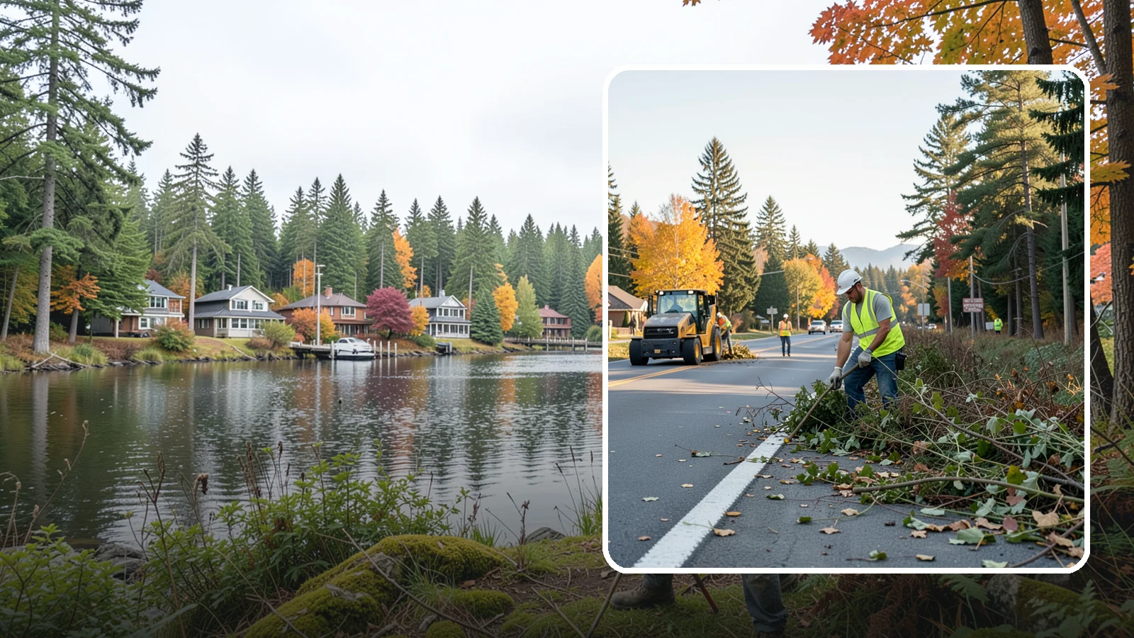 Roadside Brush Clearing in La Conner, Skagit County, WA - Mechanical and hand brush clearing that reclaims overgrown right-of-way width and restores clear zones along municipal roads.