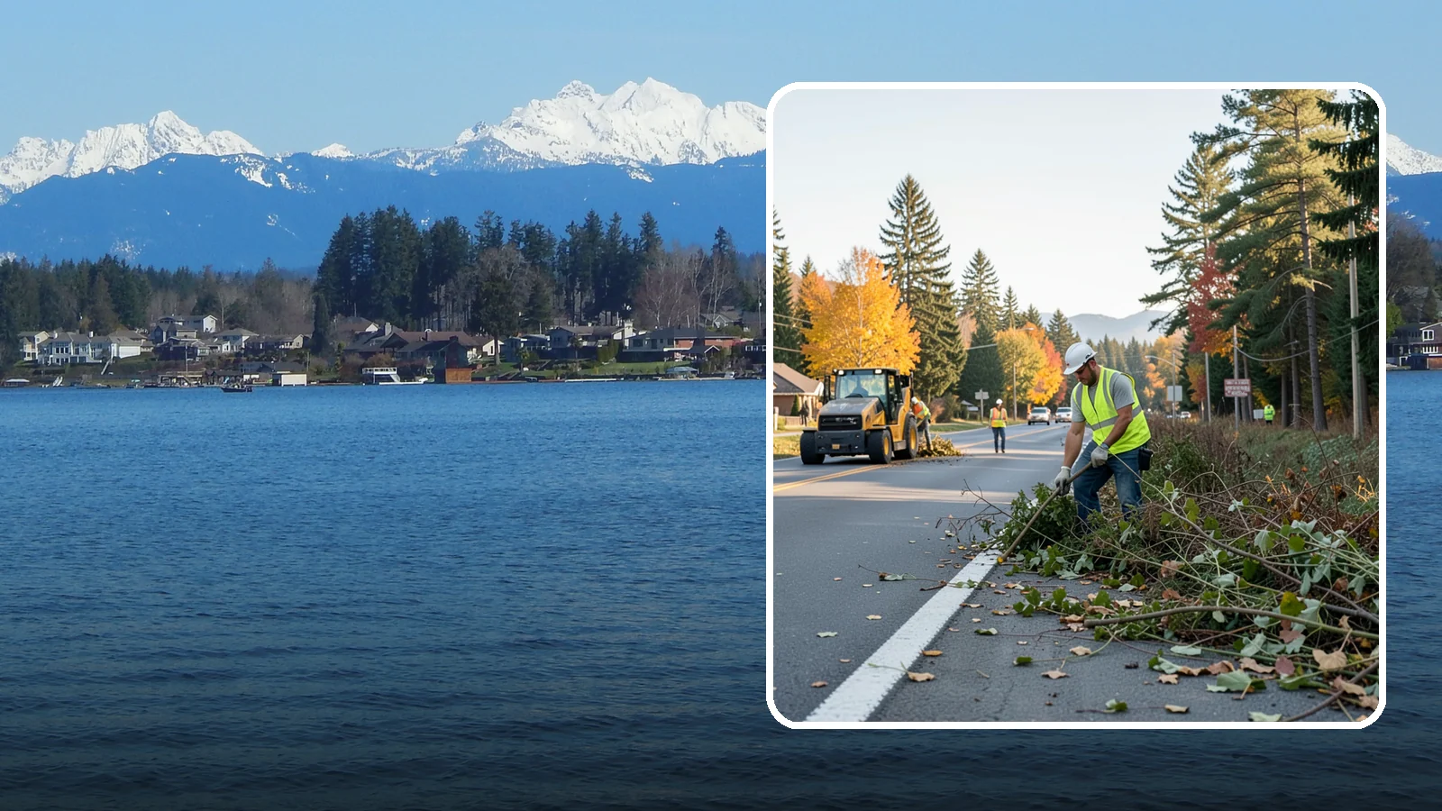 Roadside Brush Clearing in Lake Stevens, Snohomish County, WA - Mechanical and hand brush clearing that reclaims overgrown right-of-way width and restores clear zones along municipal roads.