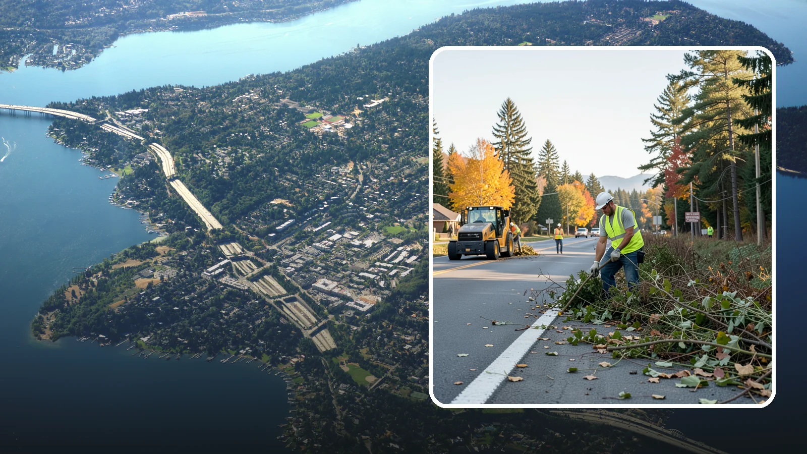 Roadside Brush Clearing in Mercer Island, King County, WA - Mechanical and hand brush clearing that reclaims overgrown right-of-way width and restores clear zones along municipal roads.