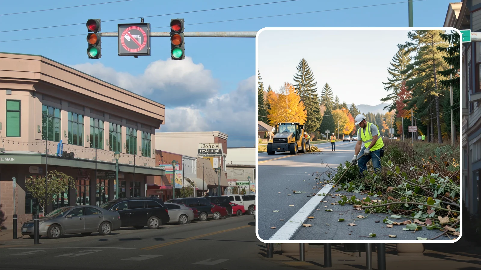 Roadside Brush Clearing in Monroe, Snohomish County, WA - Mechanical and hand brush clearing that reclaims overgrown right-of-way width and restores clear zones along municipal roads.