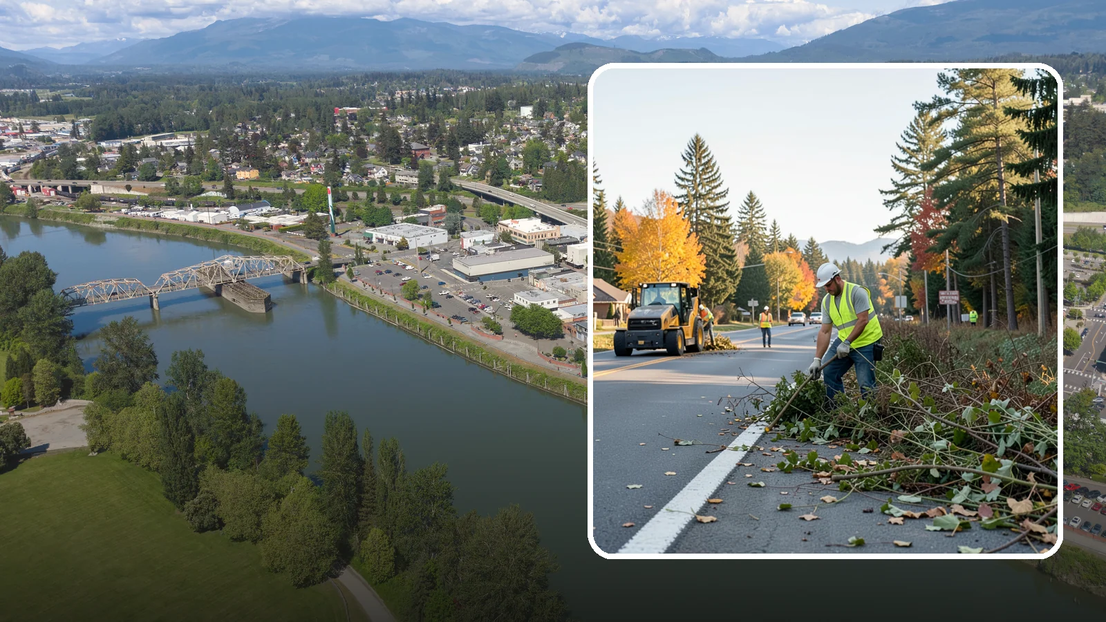 Roadside Brush Clearing in Mount Vernon, Skagit County, WA - Mechanical and hand brush clearing that reclaims overgrown right-of-way width and restores clear zones along municipal roads.