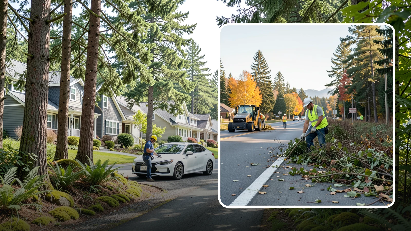 Roadside Brush Clearing in Normandy Park, King County, WA - Mechanical and hand brush clearing that reclaims overgrown right-of-way width and restores clear zones along municipal roads.