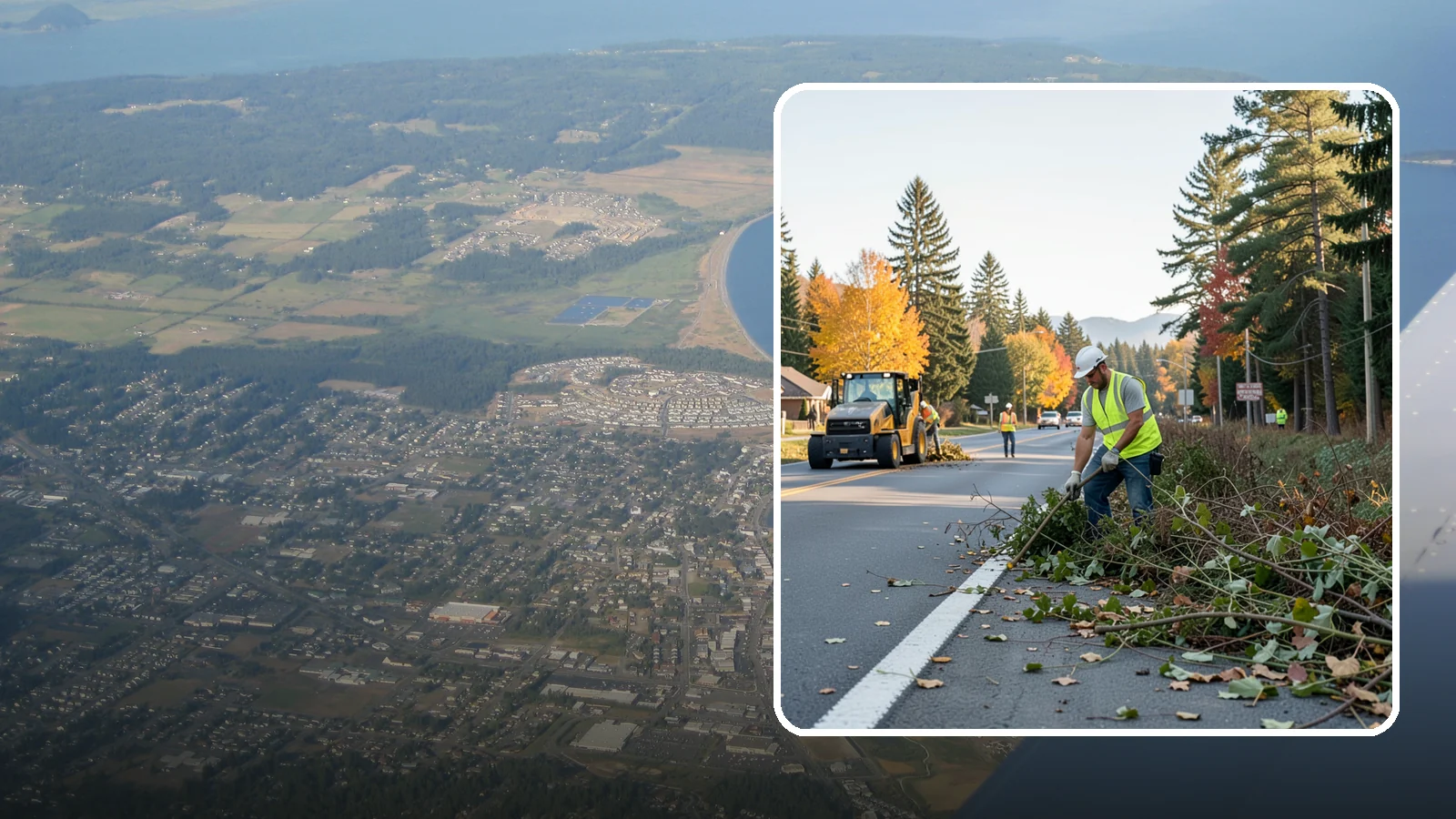 Roadside Brush Clearing in Oak Harbor, Island County, WA - Mechanical and hand brush clearing that reclaims overgrown right-of-way width and restores clear zones along municipal roads.