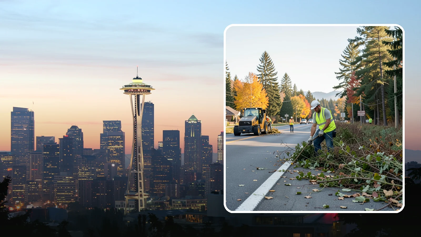 Roadside Brush Clearing in Seattle, King County, WA - Mechanical and hand brush clearing that reclaims overgrown right-of-way width and restores clear zones along municipal roads.