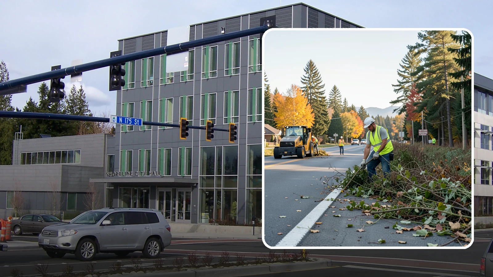 Roadside Brush Clearing in Shoreline, King County, WA - Mechanical and hand brush clearing that reclaims overgrown right-of-way width and restores clear zones along municipal roads.