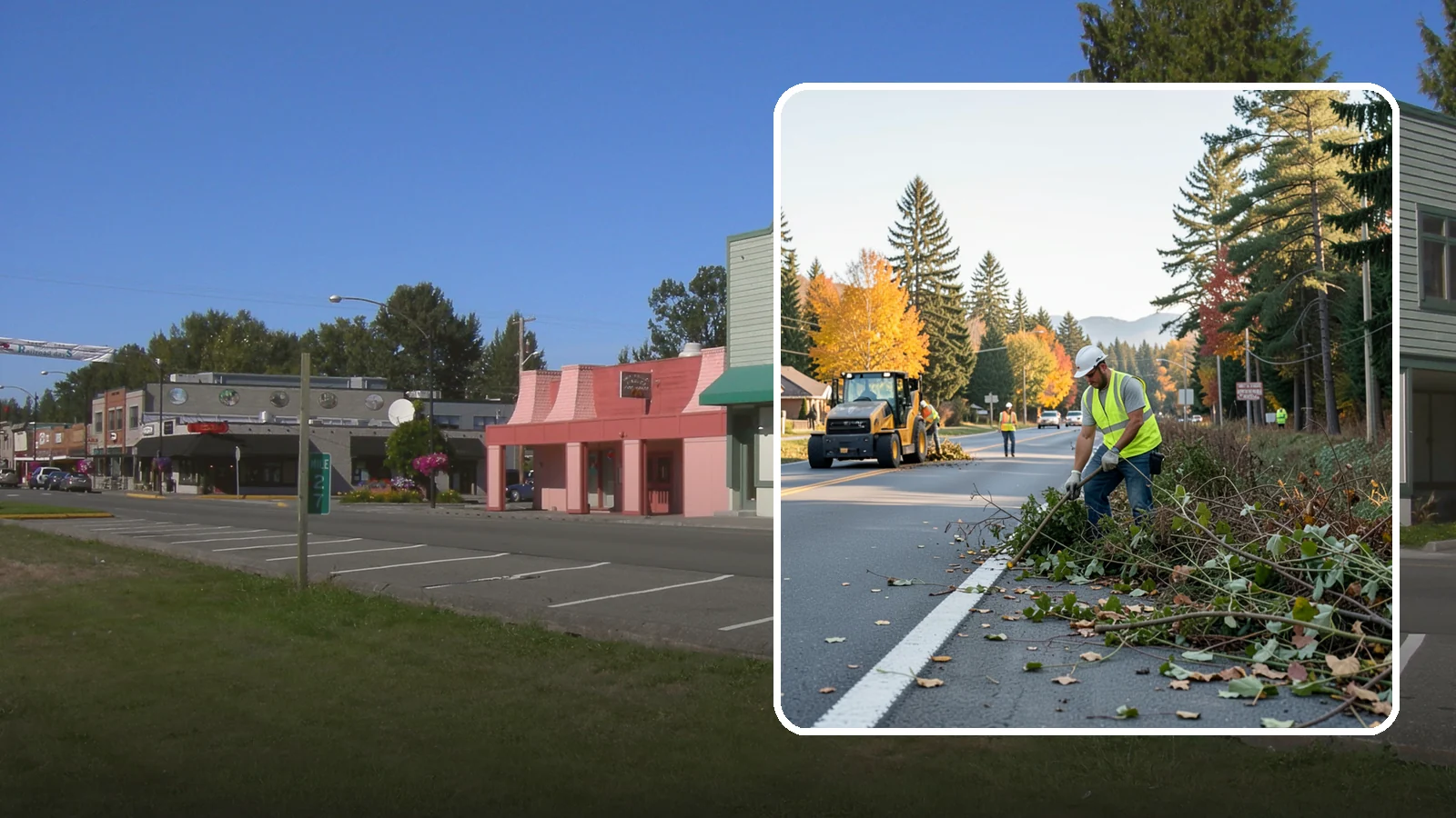 Roadside Brush Clearing in Snoqualmie, King County, WA - Mechanical and hand brush clearing that reclaims overgrown right-of-way width and restores clear zones along municipal roads.