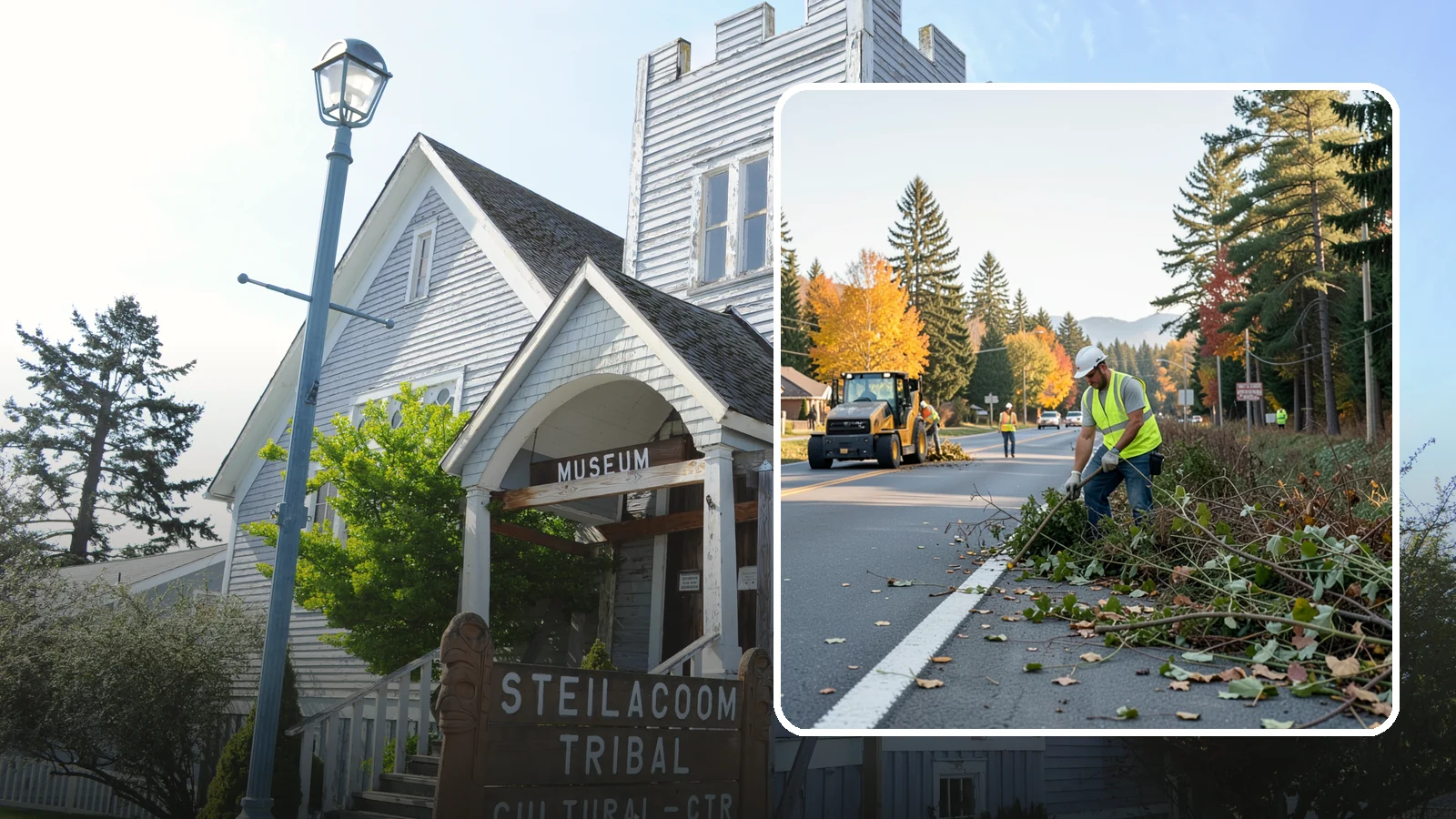 Roadside Brush Clearing in Steilacoom, Pierce County, WA - Mechanical and hand brush clearing that reclaims overgrown right-of-way width and restores clear zones along municipal roads.