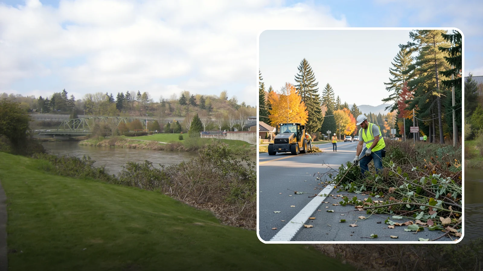 Roadside Brush Clearing in Tukwila, King County, WA - Mechanical and hand brush clearing that reclaims overgrown right-of-way width and restores clear zones along municipal roads.