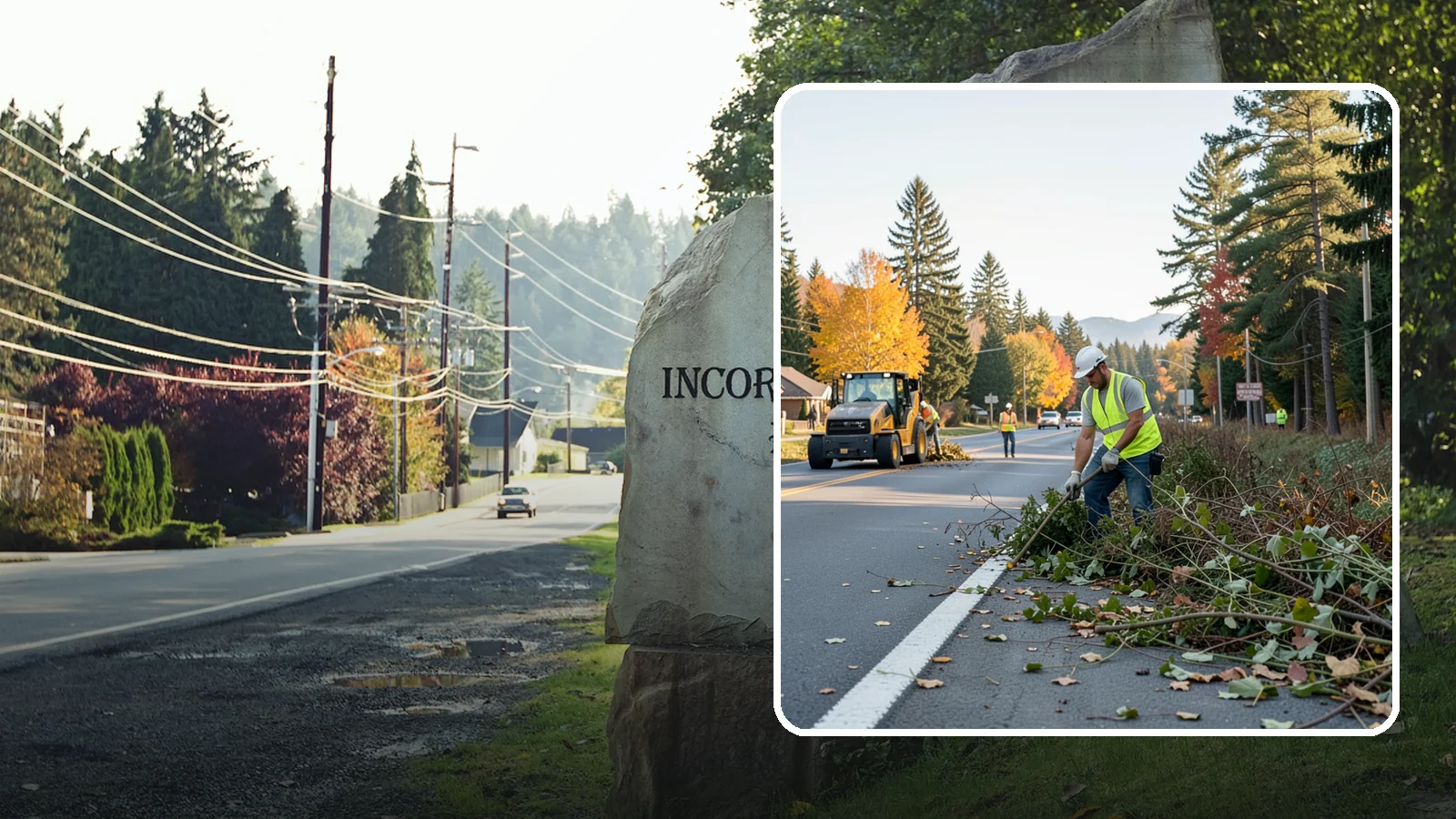 Roadside Brush Clearing in Wilkeson, Pierce County, WA - Mechanical and hand brush clearing that reclaims overgrown right-of-way width and restores clear zones along municipal roads.