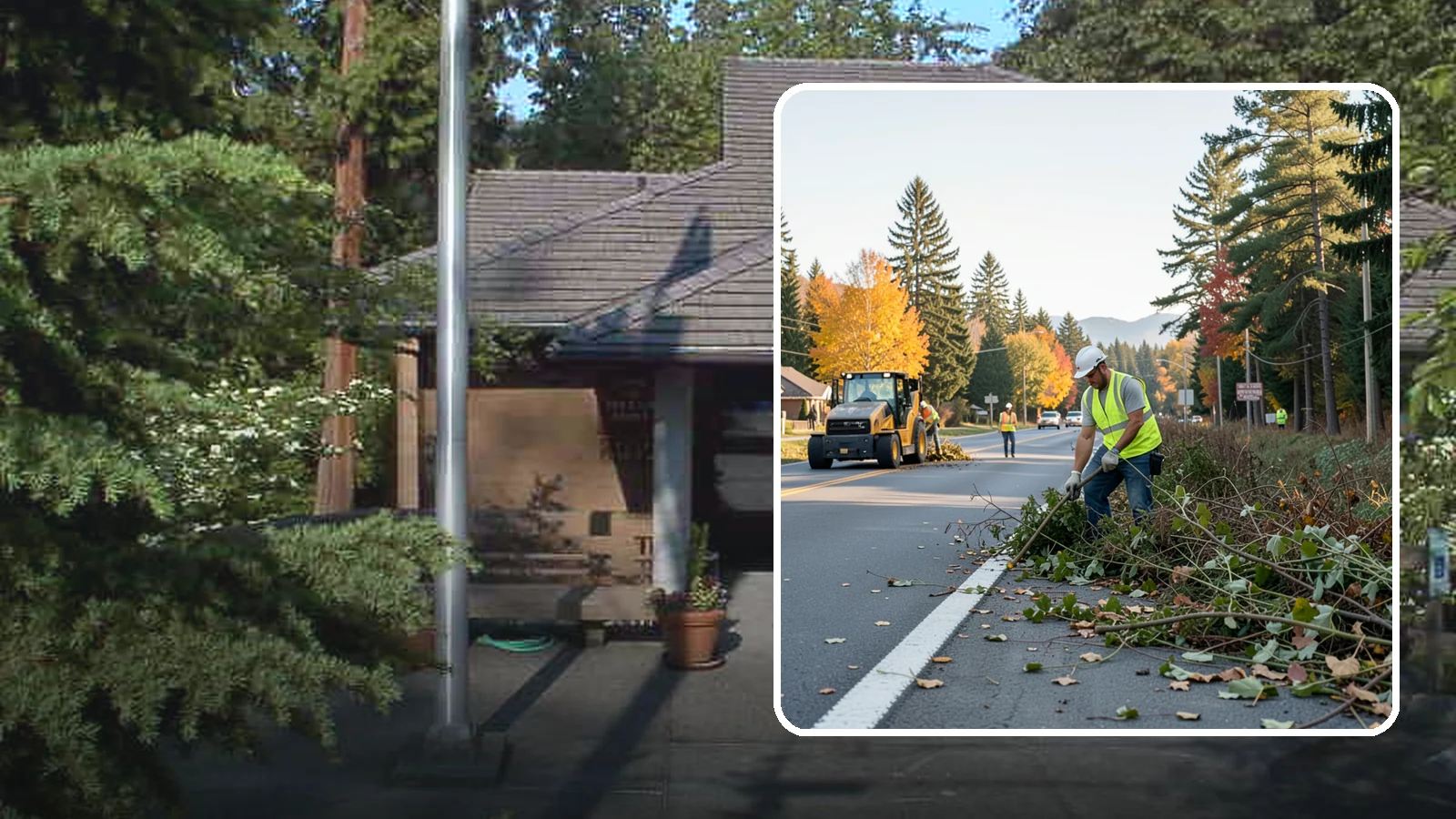 Roadside Brush Clearing in Yarrow Point, King County, WA - Mechanical and hand brush clearing that reclaims overgrown right-of-way width and restores clear zones along municipal roads.