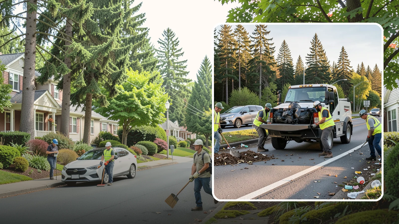 Roadside Cleanup in Beaux Arts Village, King County, WA - Litter and debris collection along arterials, highways, and adopt-a-road corridors under safe work-zone controls.