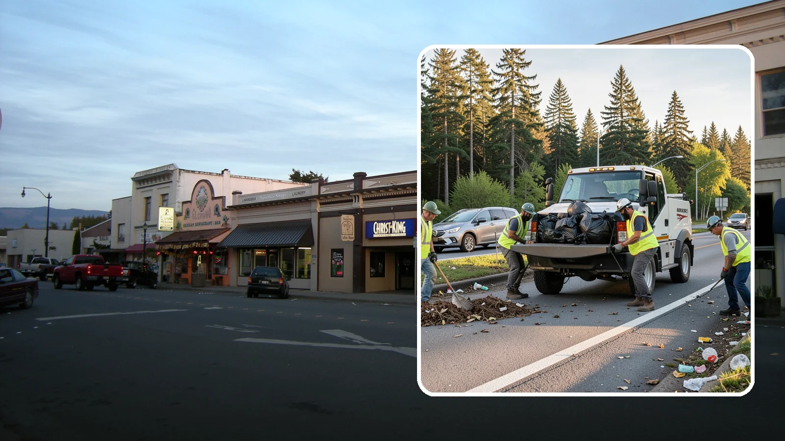 Roadside Cleanup in Burlington, Skagit County, WA - Litter and debris collection along arterials, highways, and adopt-a-road corridors under safe work-zone controls.