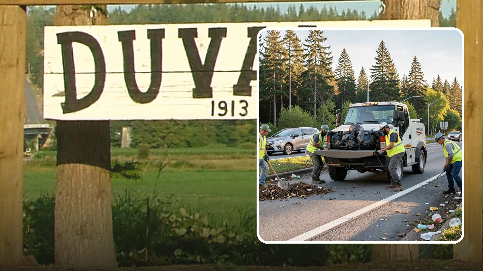 Roadside Cleanup in Duvall, King County, WA - Litter and debris collection along arterials, highways, and adopt-a-road corridors under safe work-zone controls.