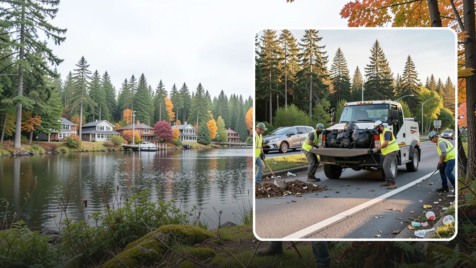 Roadside Cleanup in La Conner, Skagit County, WA - Litter and debris collection along arterials, highways, and adopt-a-road corridors under safe work-zone controls.