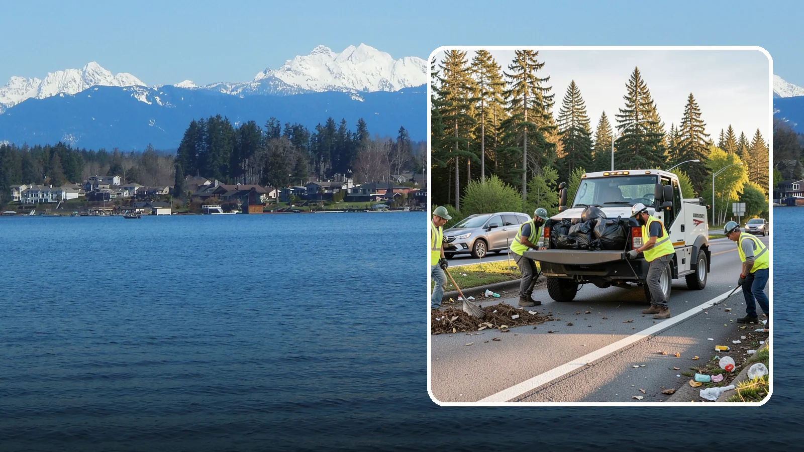 Roadside Cleanup in Lake Stevens, Snohomish County, WA - Litter and debris collection along arterials, highways, and adopt-a-road corridors under safe work-zone controls.