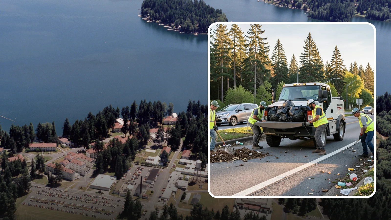 Roadside Cleanup in Lakewood, Pierce County, WA - Litter and debris collection along arterials, highways, and adopt-a-road corridors under safe work-zone controls.