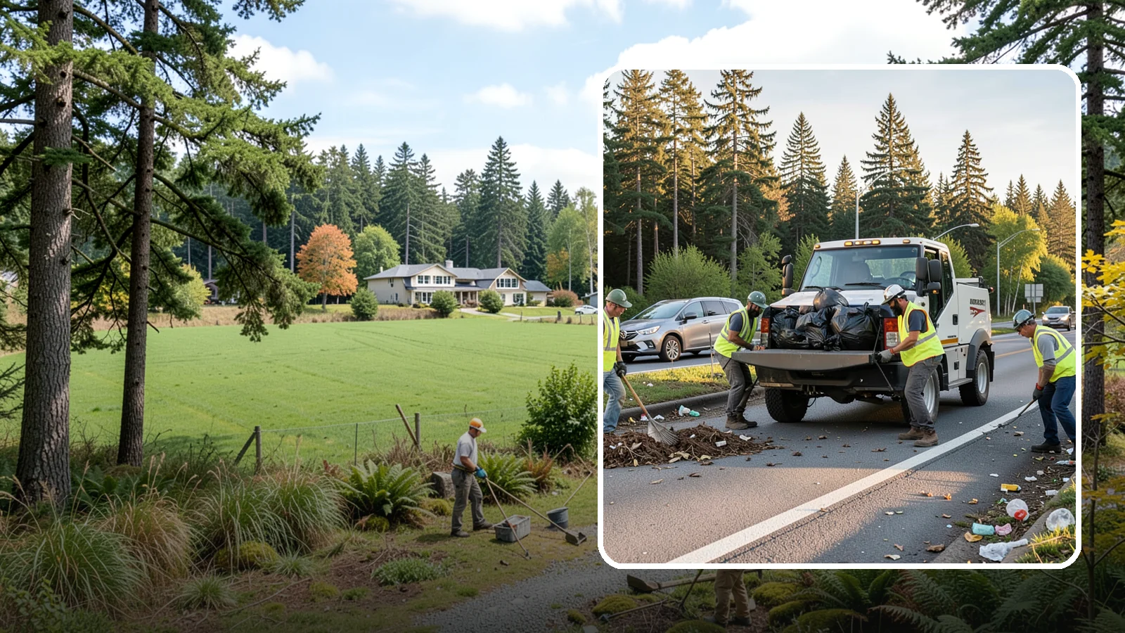Roadside Cleanup in Lyman, Skagit County, WA - Litter and debris collection along arterials, highways, and adopt-a-road corridors under safe work-zone controls.
