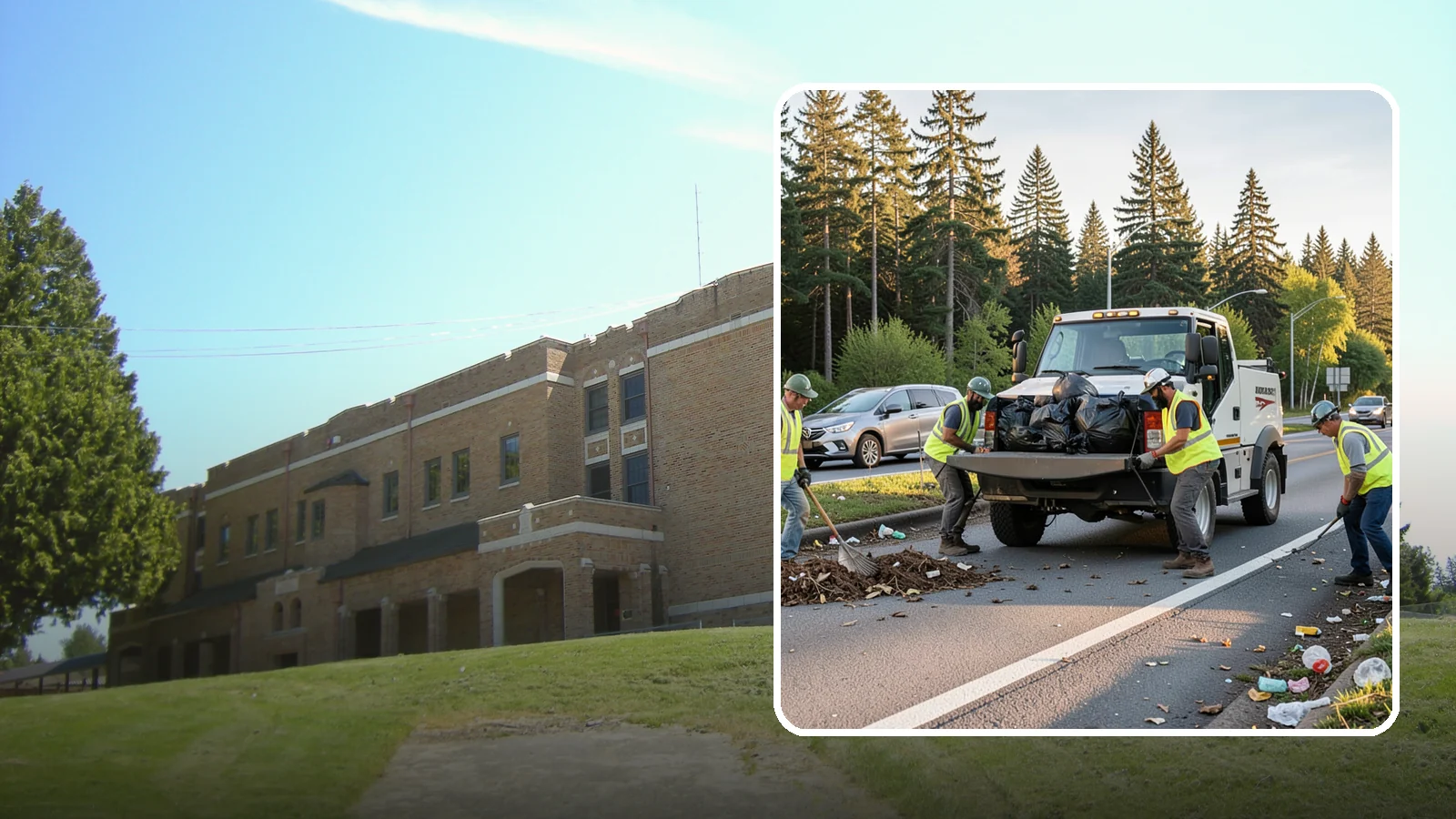 Roadside Cleanup in Maple Valley, King County, WA - Litter and debris collection along arterials, highways, and adopt-a-road corridors under safe work-zone controls.