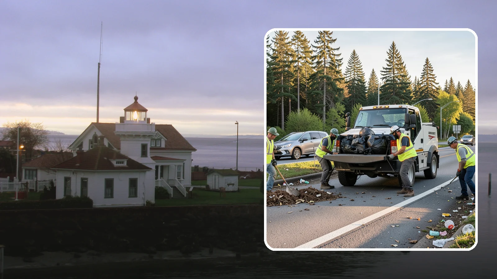Roadside Cleanup in Mukilteo, Snohomish County, WA - Litter and debris collection along arterials, highways, and adopt-a-road corridors under safe work-zone controls.