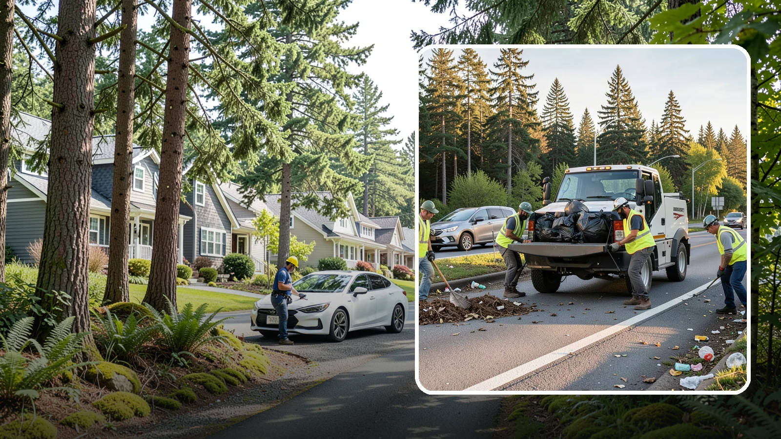 Roadside Cleanup in Normandy Park, King County, WA - Litter and debris collection along arterials, highways, and adopt-a-road corridors under safe work-zone controls.