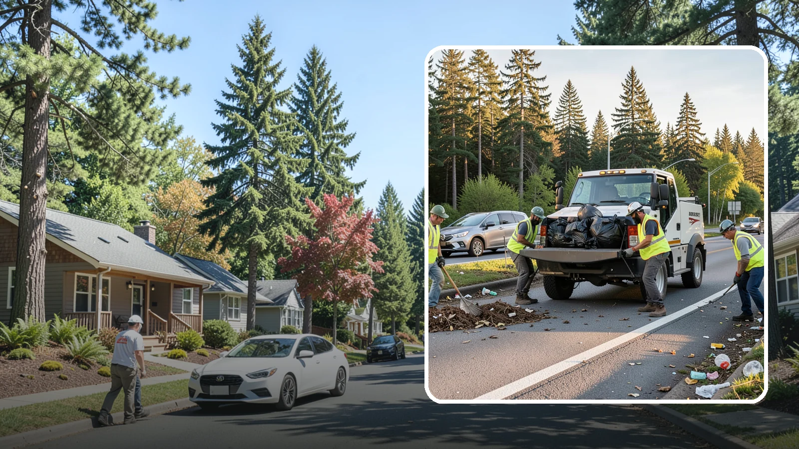 Roadside Cleanup in Orting, Pierce County, WA - Litter and debris collection along arterials, highways, and adopt-a-road corridors under safe work-zone controls.
