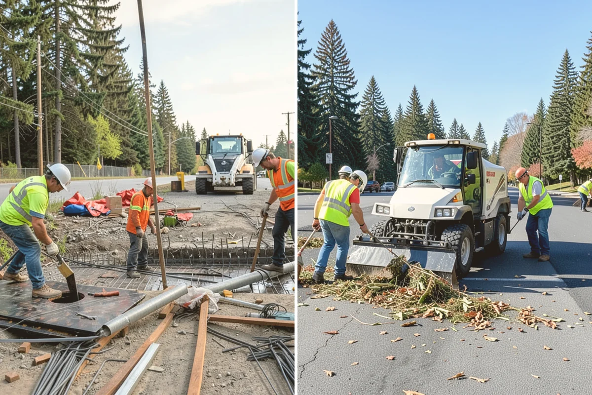 Roadside Cleanup in Orting, Pierce County, WA - Plan segments and set required work-zone traffic control