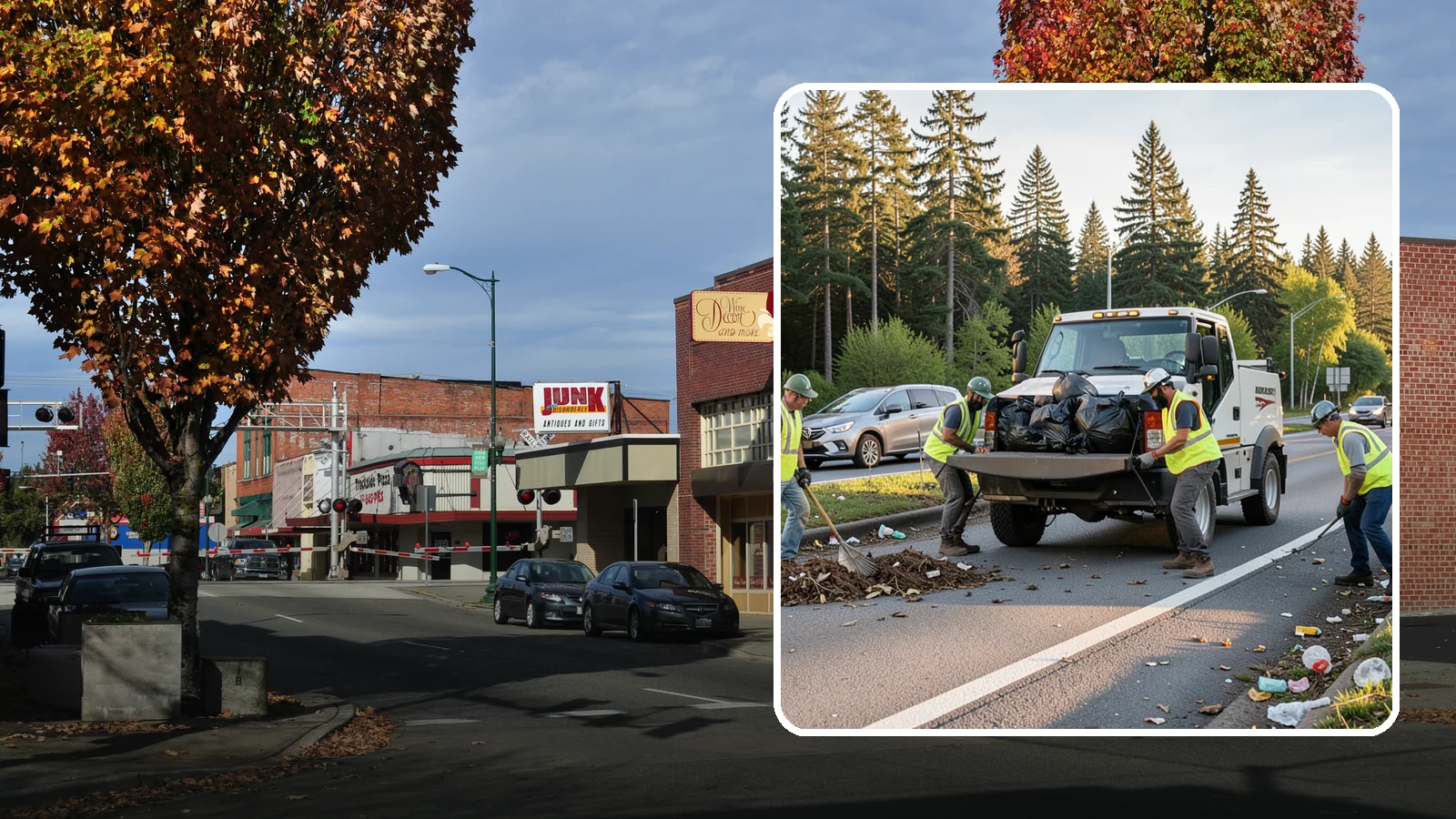 Roadside Cleanup in Puyallup, Pierce County, WA - Litter and debris collection along arterials, highways, and adopt-a-road corridors under safe work-zone controls.