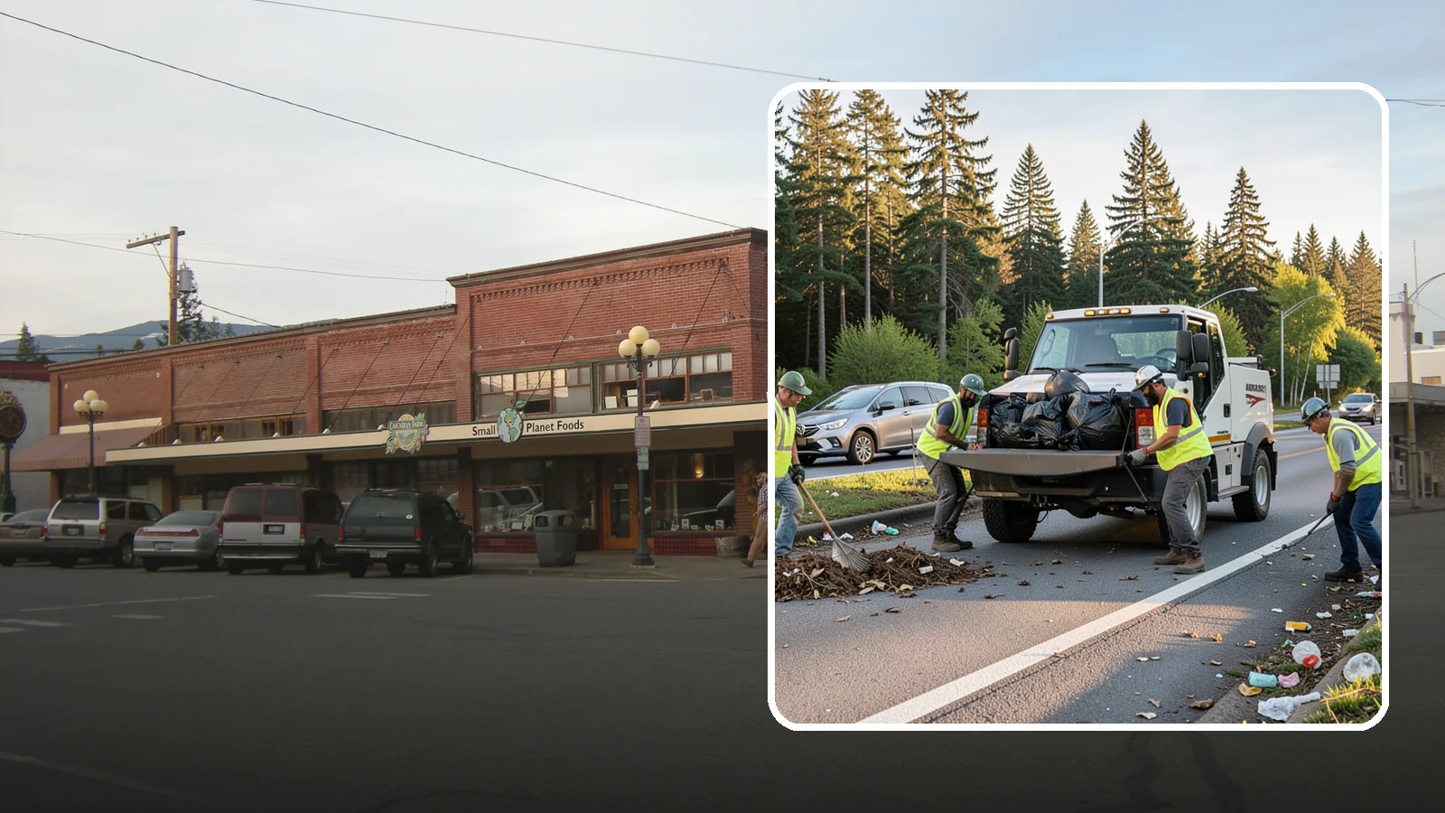 Roadside Cleanup in Sedro-Woolley, Skagit County, WA - Litter and debris collection along arterials, highways, and adopt-a-road corridors under safe work-zone controls.