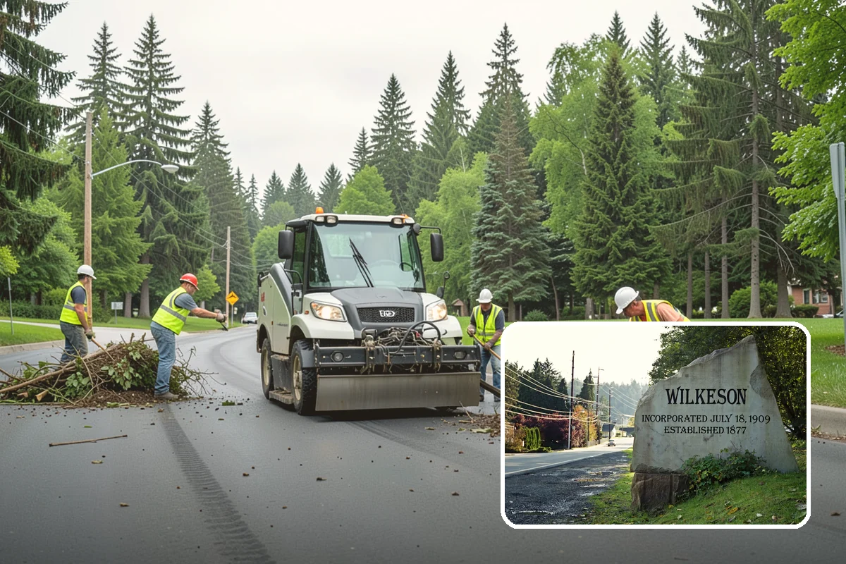 Roadside Cleanup in Wilkeson, Pierce County, WA - Compliant work-zone traffic control for crew and driver safety