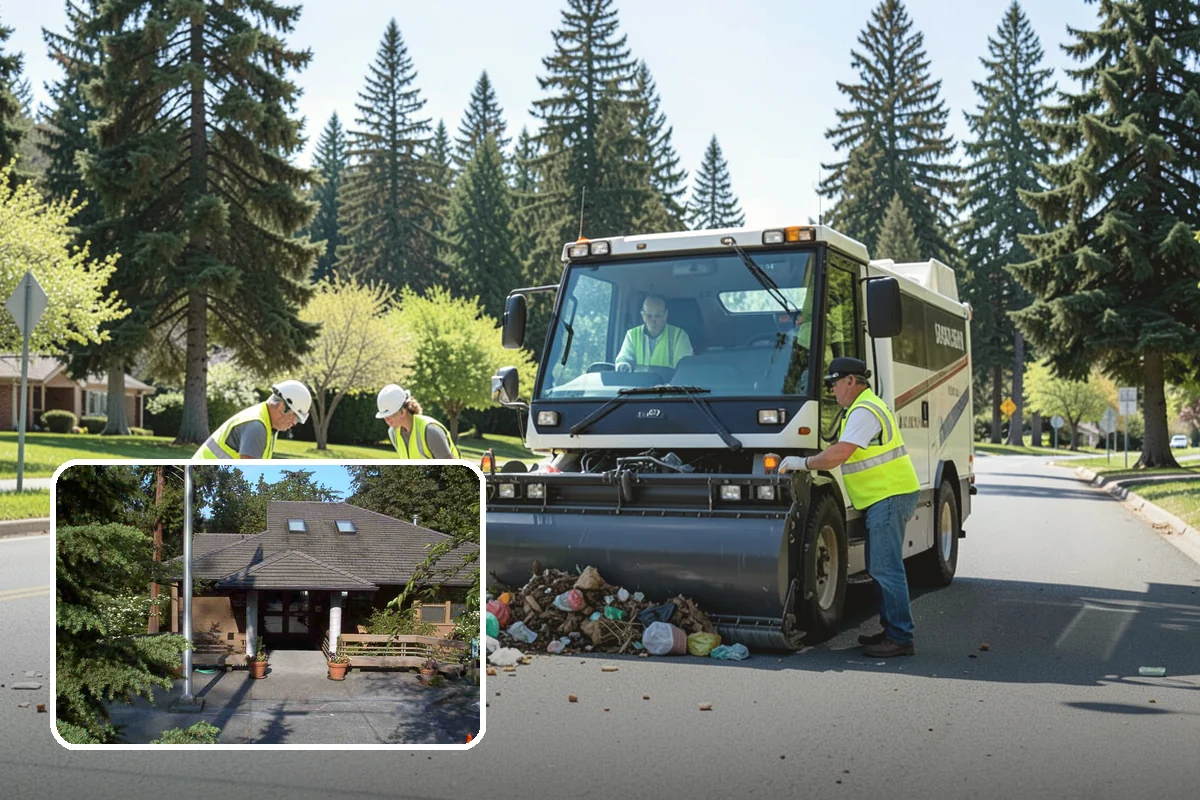 Roadside Cleanup in Yarrow Point, King County, WA - Compliant work-zone traffic control for crew and driver safety