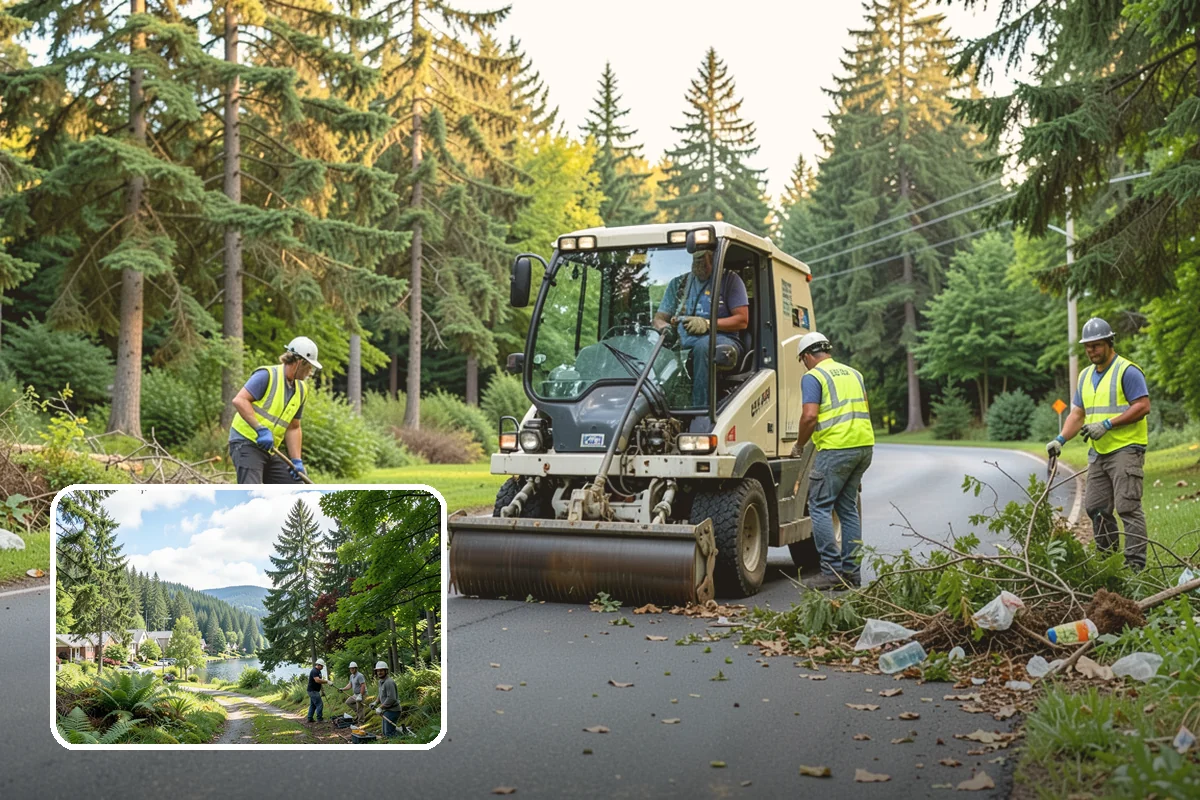Roadside Mowing in Lake Forest Park, King County, WA - Maintains clear sight distance at curves, driveways, and intersections