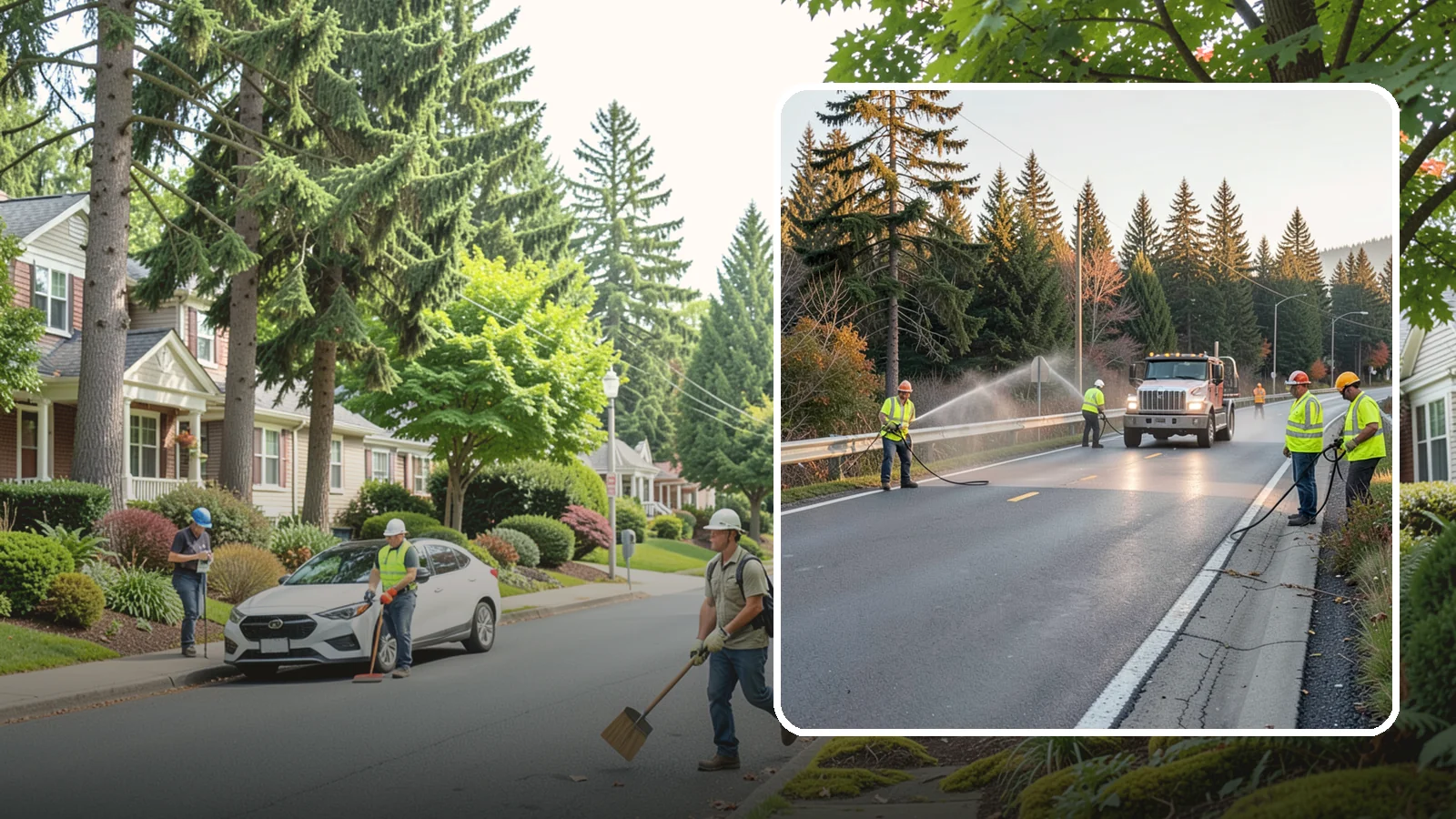 Roadside Spraying in Beaux Arts Village, King County, WA - Vegetation suppression along road shoulders, guardrails, and rights-of-way to preserve sight lines and drainage function.