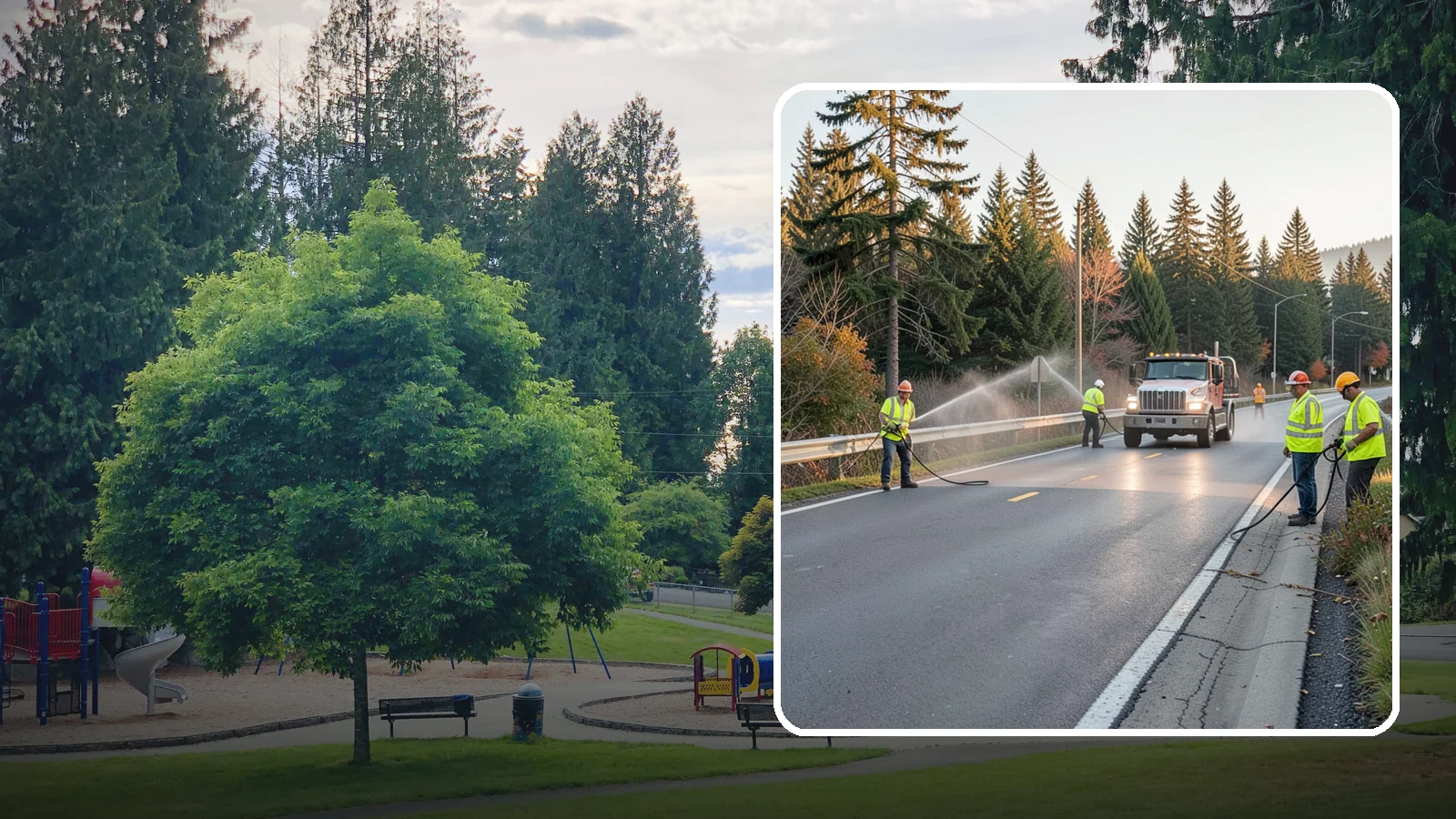 Roadside Spraying in Bonney Lake, Pierce County, WA - Vegetation suppression along road shoulders, guardrails, and rights-of-way to preserve sight lines and drainage function.
