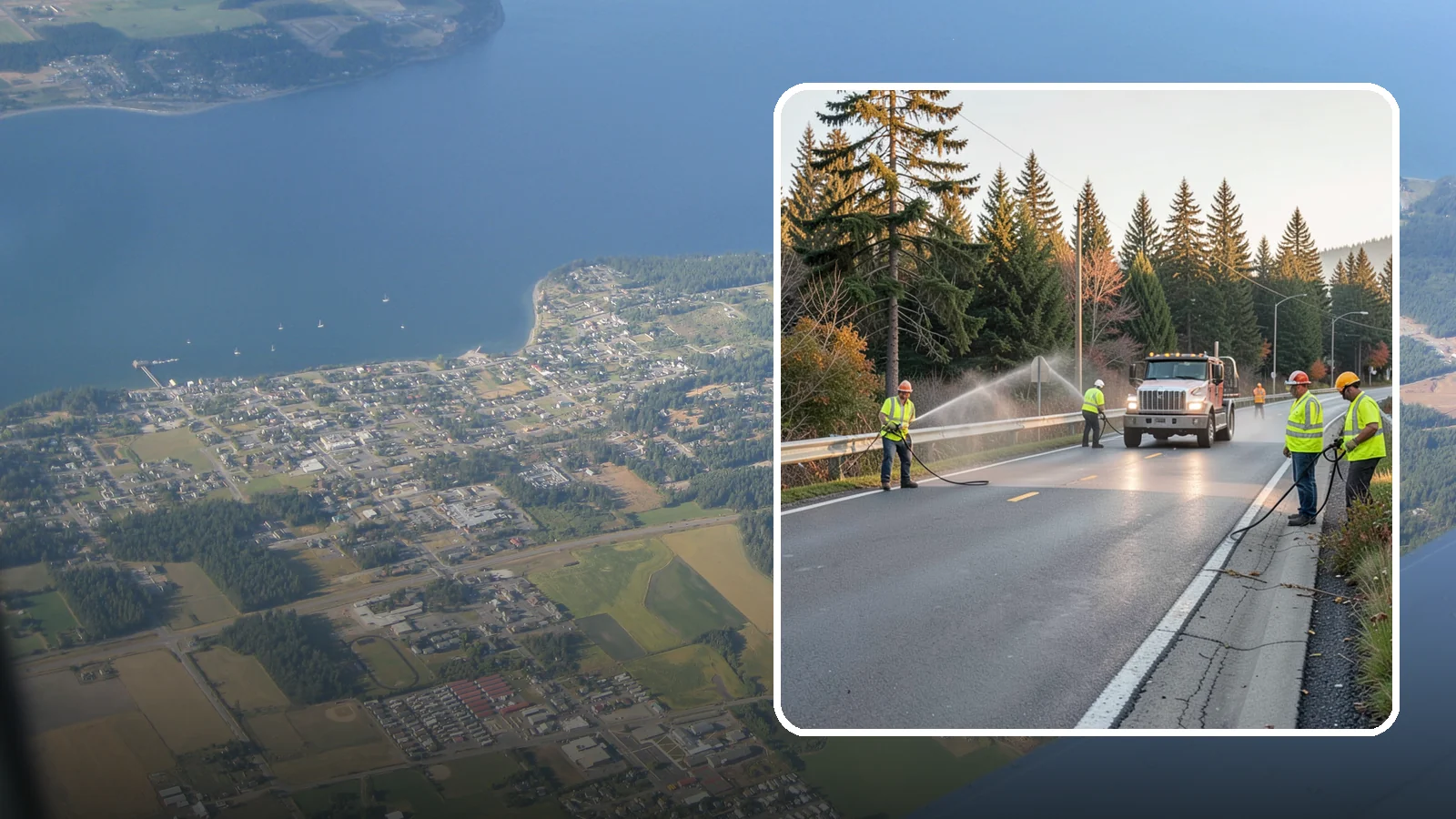 Roadside Spraying in Coupeville, Island County, WA - Vegetation suppression along road shoulders, guardrails, and rights-of-way to preserve sight lines and drainage function.