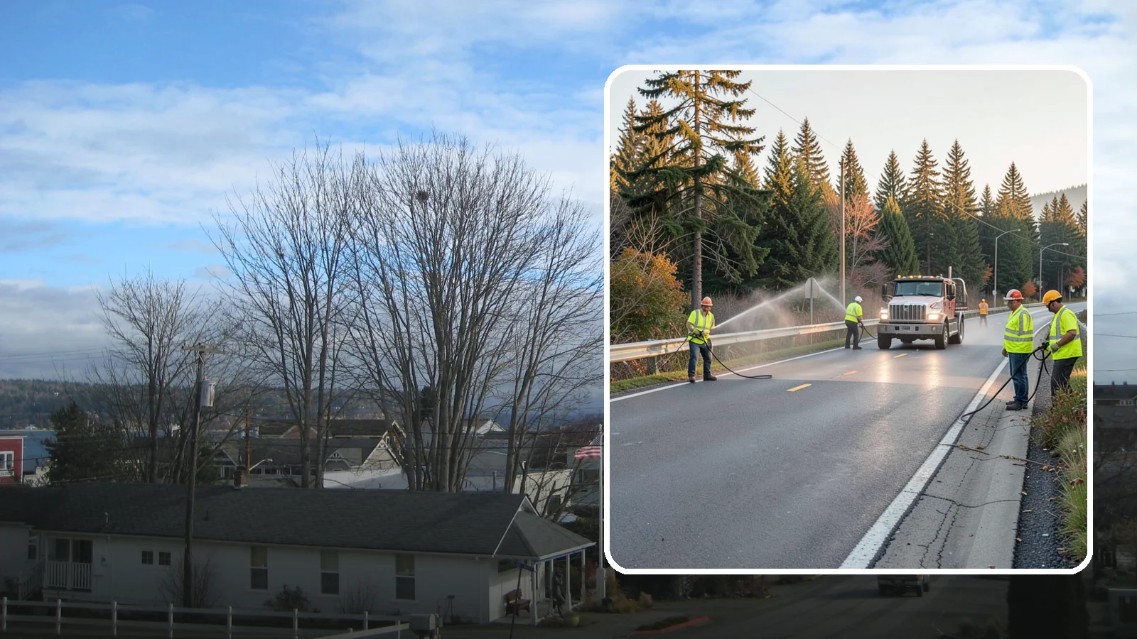 Roadside Spraying in Langley, Island County, WA - Vegetation suppression along road shoulders, guardrails, and rights-of-way to preserve sight lines and drainage function.