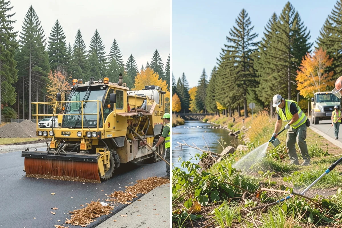 Roadside Spraying in Lynnwood, Snohomish County, WA - Survey the route and flag guardrail, sign, and drainage priority segments
