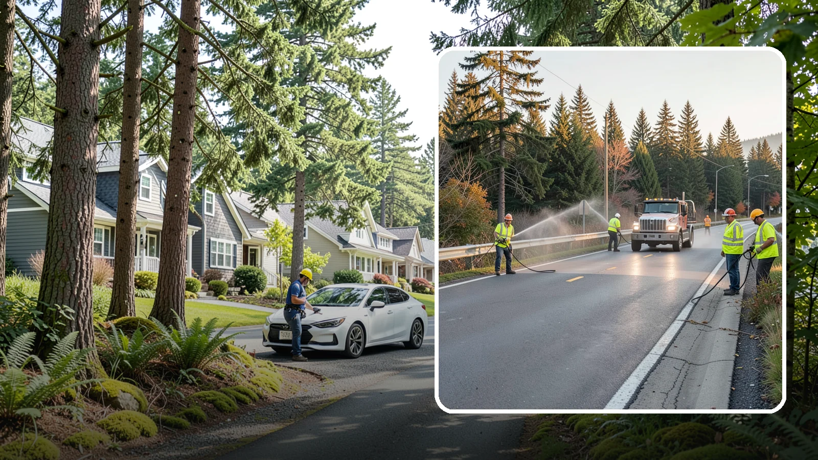 Roadside Spraying in Normandy Park, King County, WA - Vegetation suppression along road shoulders, guardrails, and rights-of-way to preserve sight lines and drainage function.