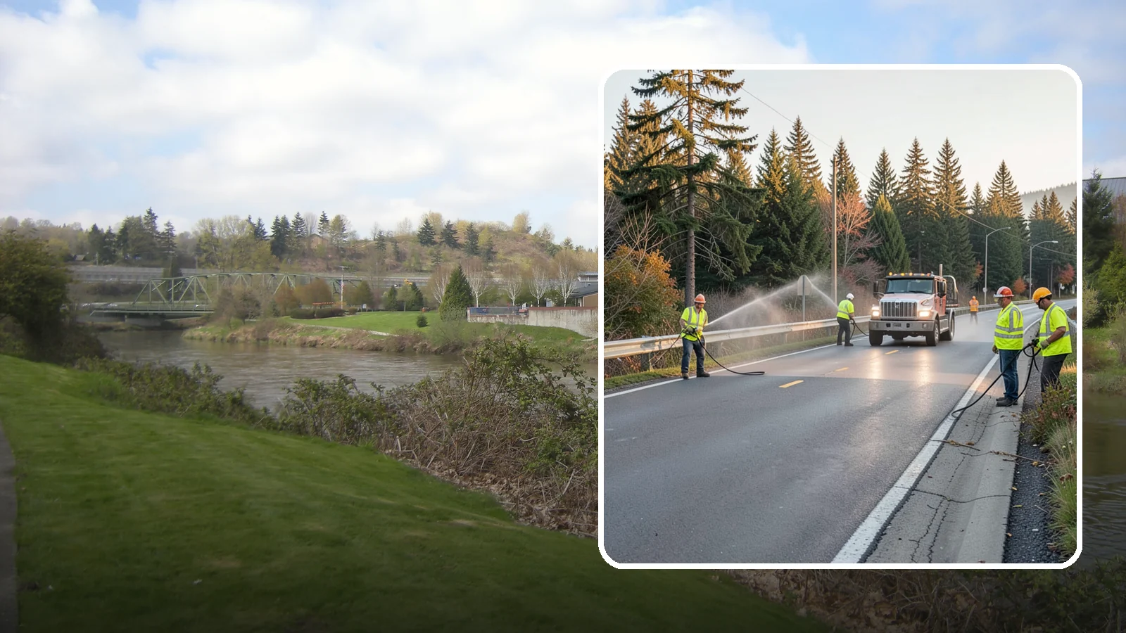 Roadside Spraying in Tukwila, King County, WA - Vegetation suppression along road shoulders, guardrails, and rights-of-way to preserve sight lines and drainage function.