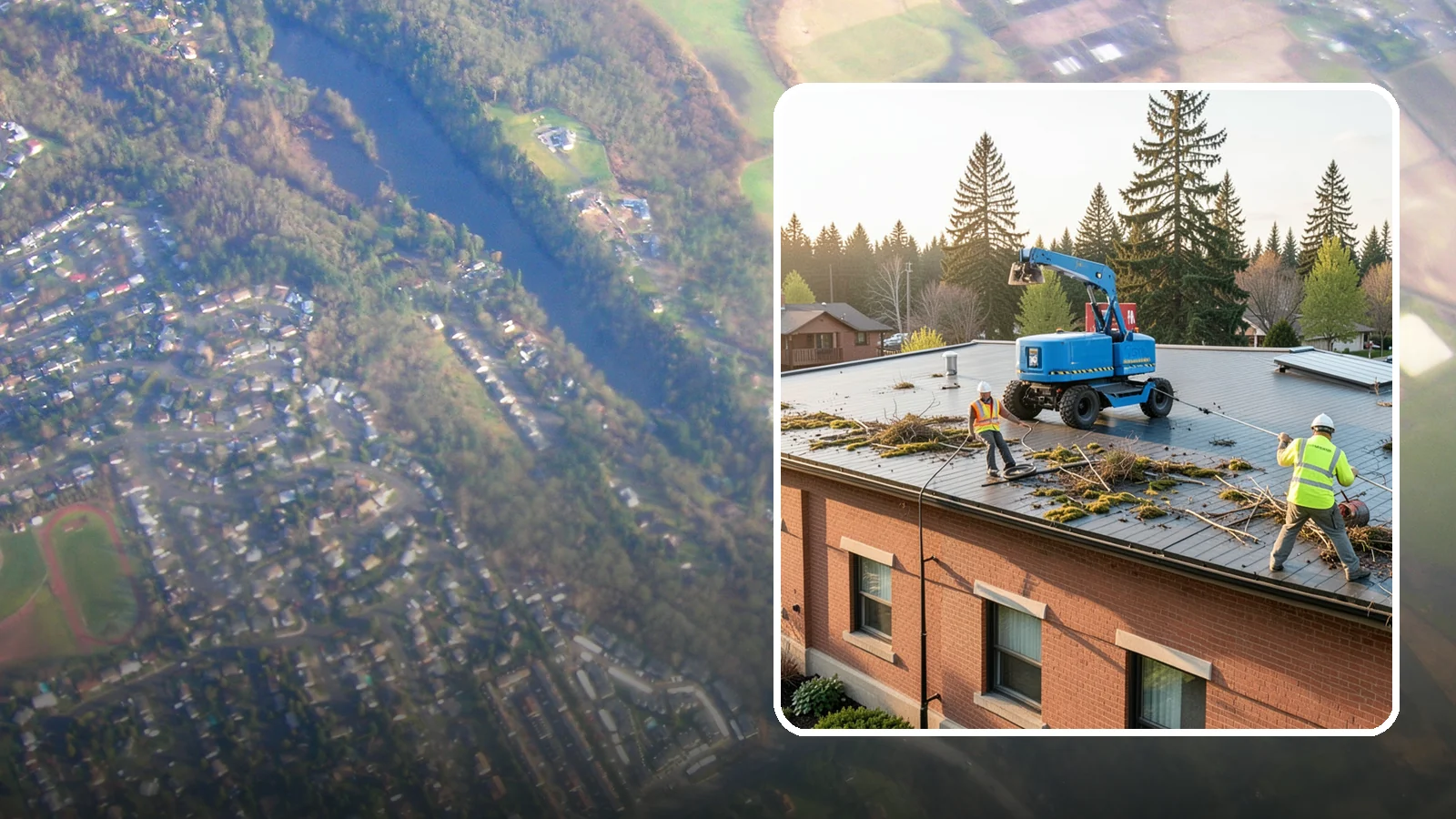 Roof Cleaning in Algona, King County, WA - Safe roof cleaning that removes moss and debris to protect public building roofs.