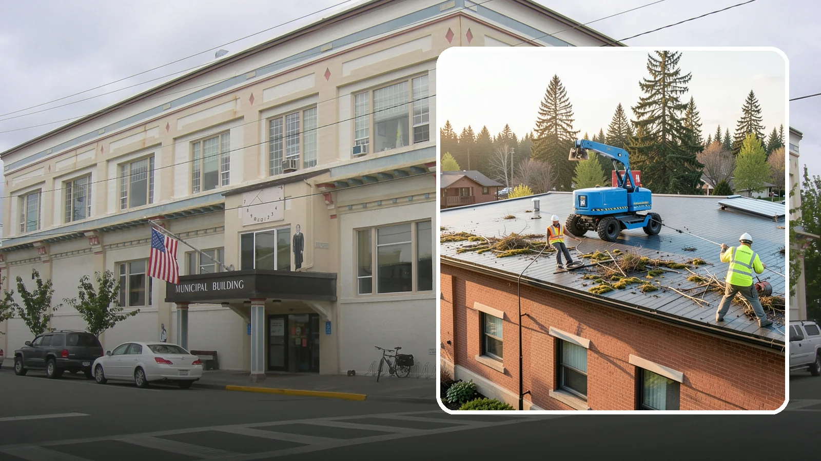 Roof Cleaning in Anacortes, Skagit County, WA - Safe roof cleaning that removes moss and debris to protect public building roofs.