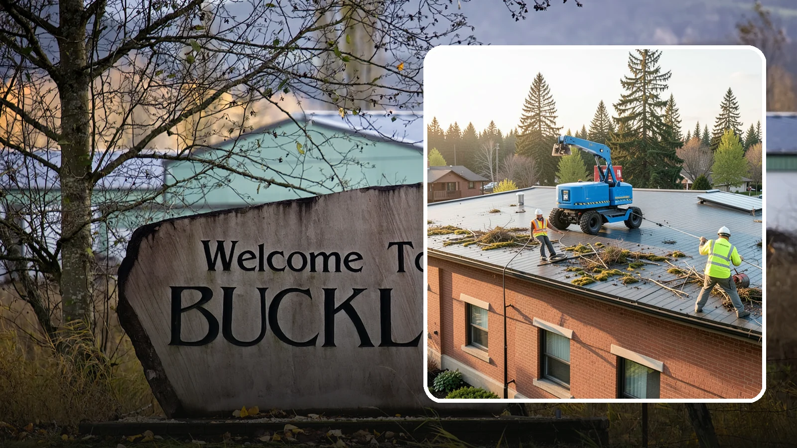 Roof Cleaning in Buckley, Pierce County, WA - Safe roof cleaning that removes moss and debris to protect public building roofs.
