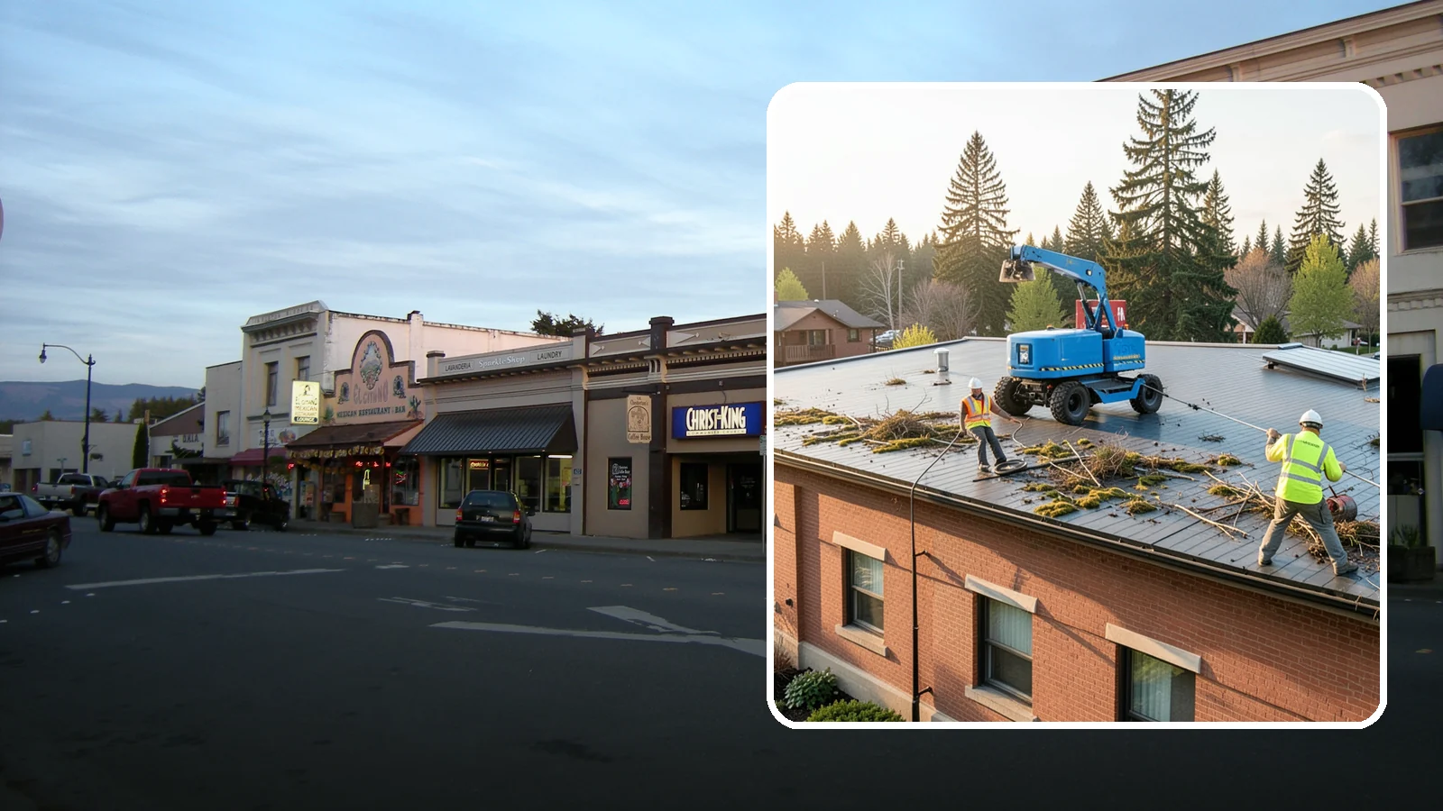 Roof Cleaning in Burlington, Skagit County, WA - Safe roof cleaning that removes moss and debris to protect public building roofs.